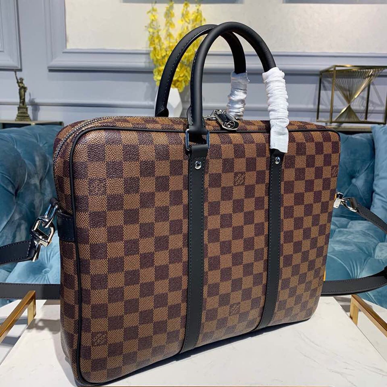 1:1 Replica Louis Vuitton LV Porte-Documents Voyage PM Damier Ebene Canvas Luxury Bag For Women N41466 - 14.6in/37cm - Image 3