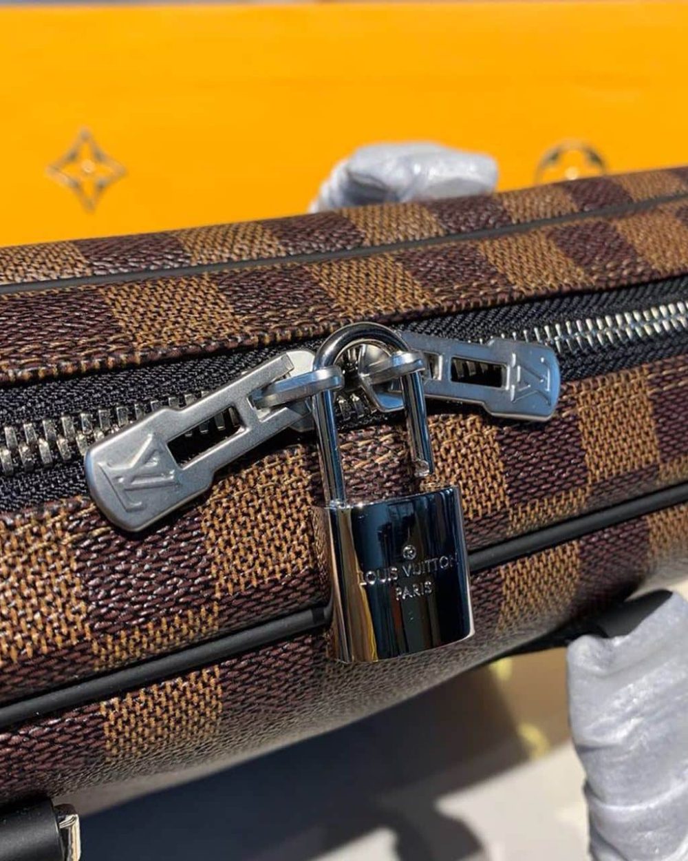 1:1 Replica Louis Vuitton LV Porte-Documents Voyage PM Damier Ebene Canvas Luxury Bag For Women N41466 - 14.6in/37cm