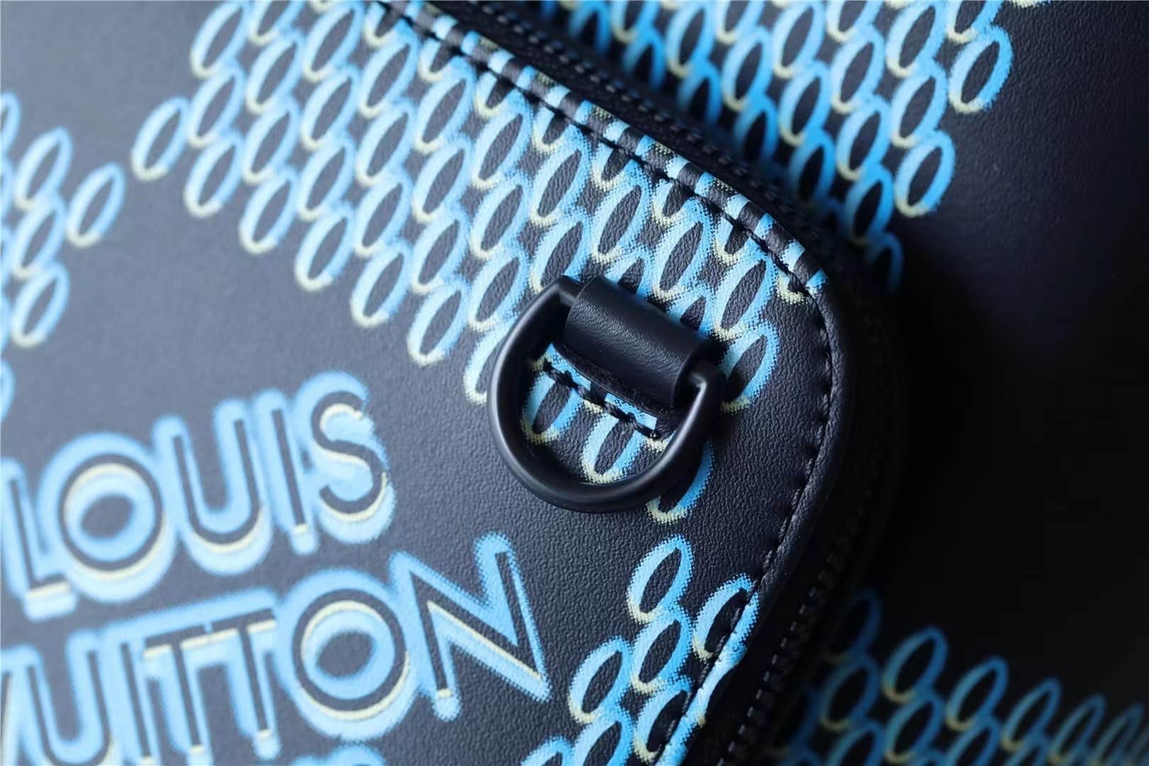 1:1 Replica Louis Vuitton LV Racer Damier Spray Blue Unique Bag For Men - 16in/41cm - Image 6