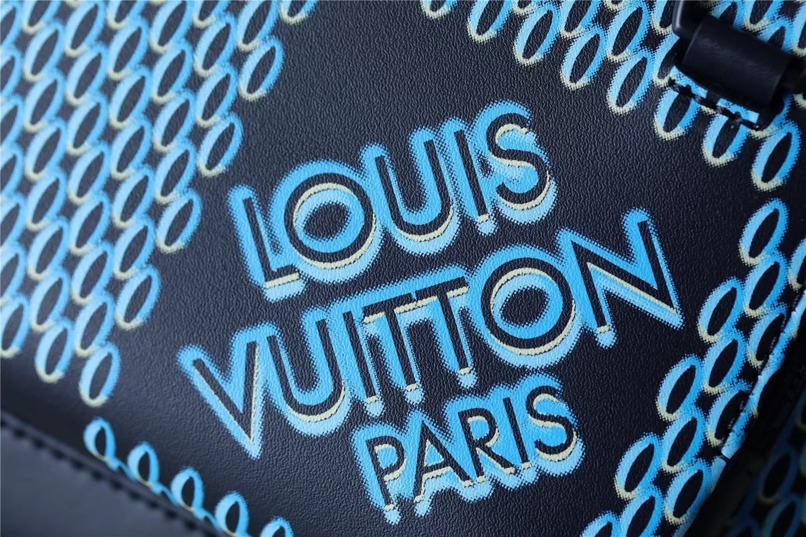 1:1 Replica Louis Vuitton LV Racer Damier Spray Blue Unique Bag For Men - 16in/41cm - Image 2