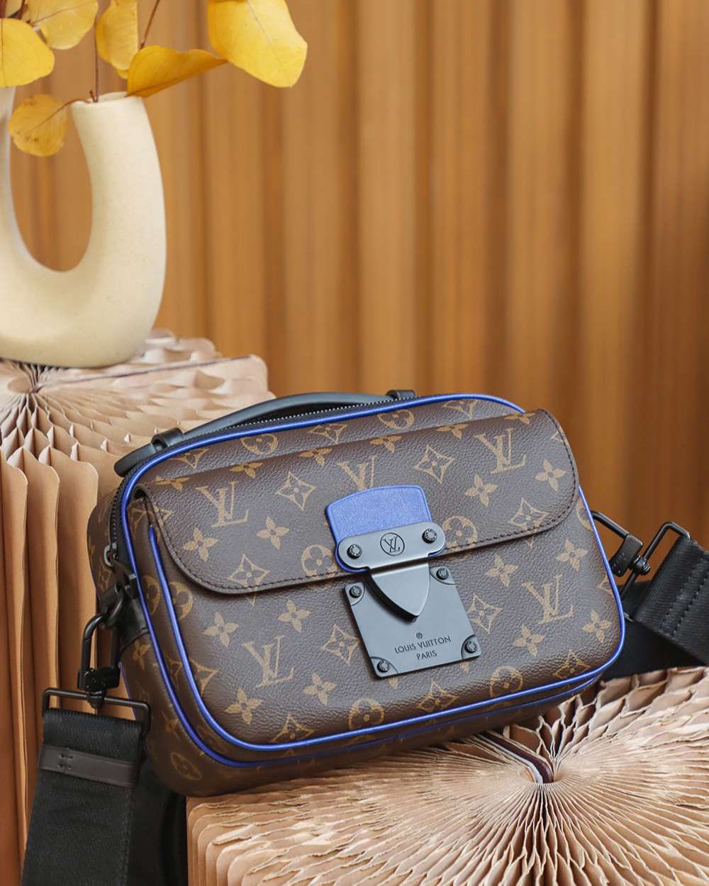 1:1 Replica Louis Vuitton LV S Lock Slingbag Monogram Macassar Luxury Bag For Women M45863 - 22cm / 8.7in