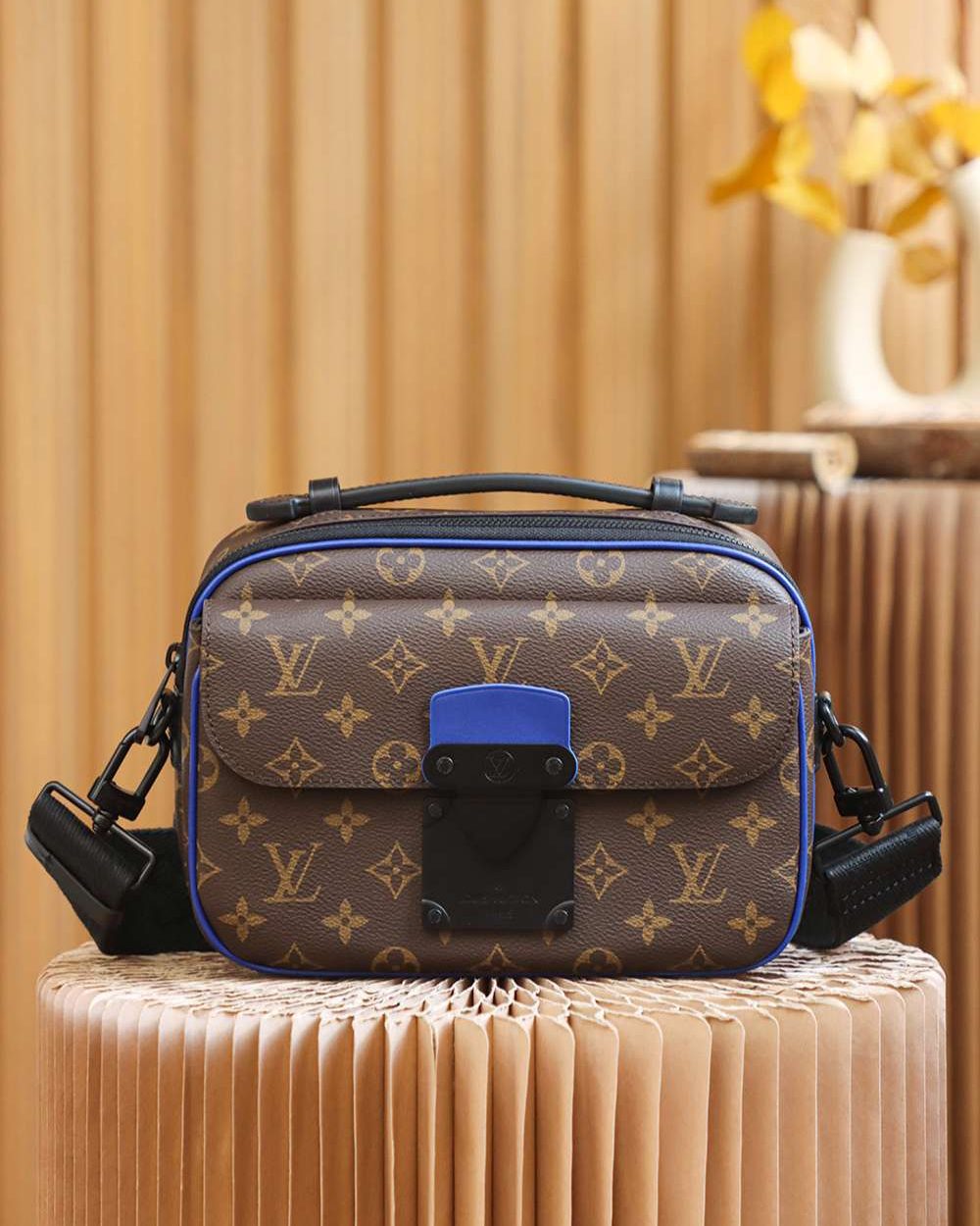 1:1 Replica Louis Vuitton LV S Lock Slingbag Monogram Macassar Luxury Bag For Women M45863 - 22cm / 8.7in