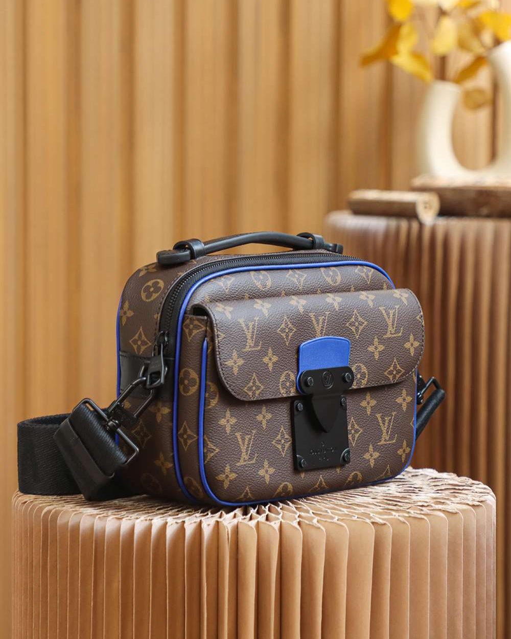 1:1 Replica Louis Vuitton LV S Lock Slingbag Monogram Macassar Luxury Bag For Women M45863 - 22cm / 8.7in