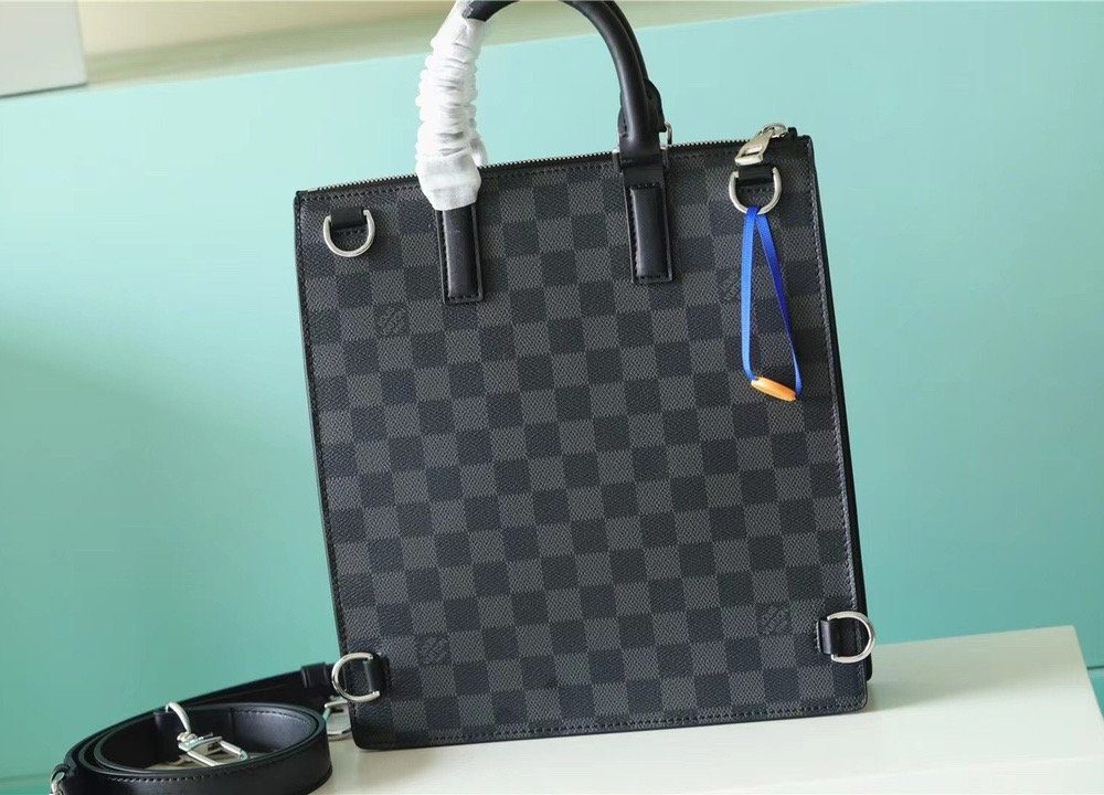 1:1 Replica Louis Vuitton LV Sac Plat Cross Damier Graphite Canvas Unique Bag For Men N45276 - 11.2in/28.5cm