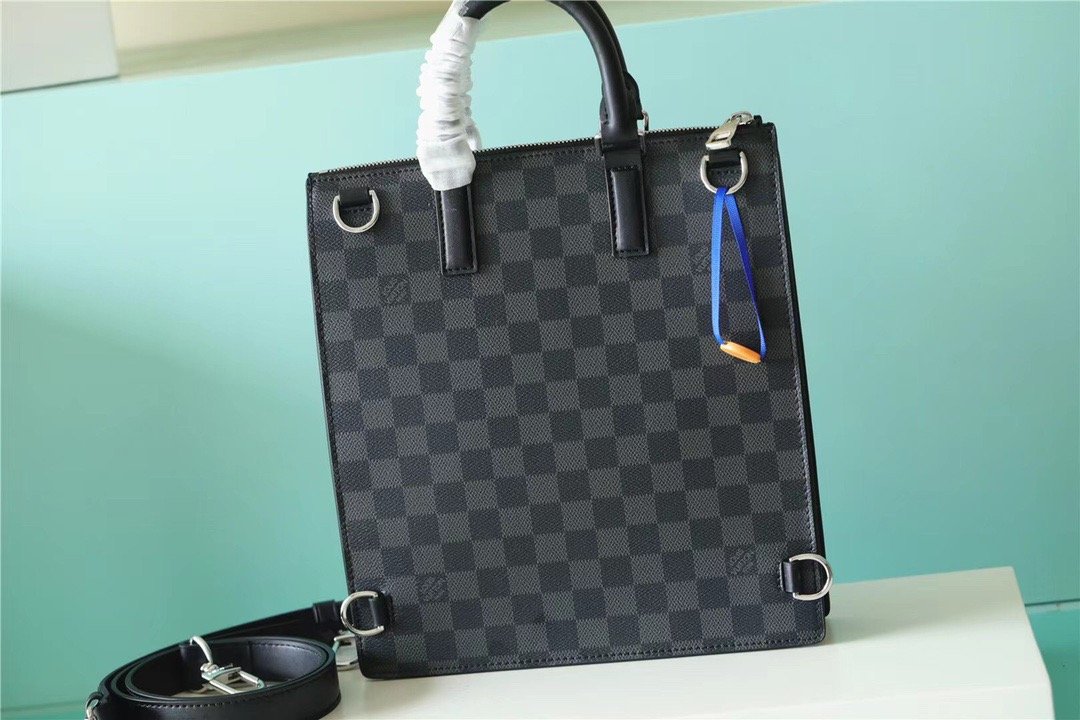 1:1 Replica Louis Vuitton LV Sac Plat Cross Damier Graphite Canvas Unique Bag For Men N45276 - 11.2in/28.5cm - Image 5