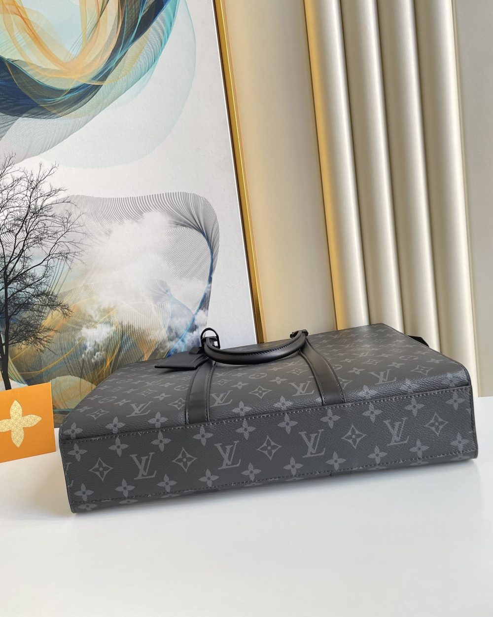 1:1 Replica Louis Vuitton LV Sac Plat Horizontal Zippe Monogram Eclipse Unique Bag For Men M45265 - 15.4in/39cm