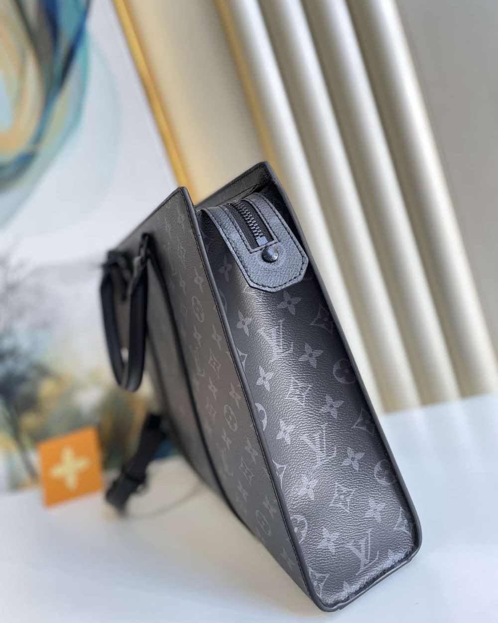 1:1 Replica Louis Vuitton LV Sac Plat Horizontal Zippe Monogram Eclipse Unique Bag For Men M45265 - 15.4in/39cm