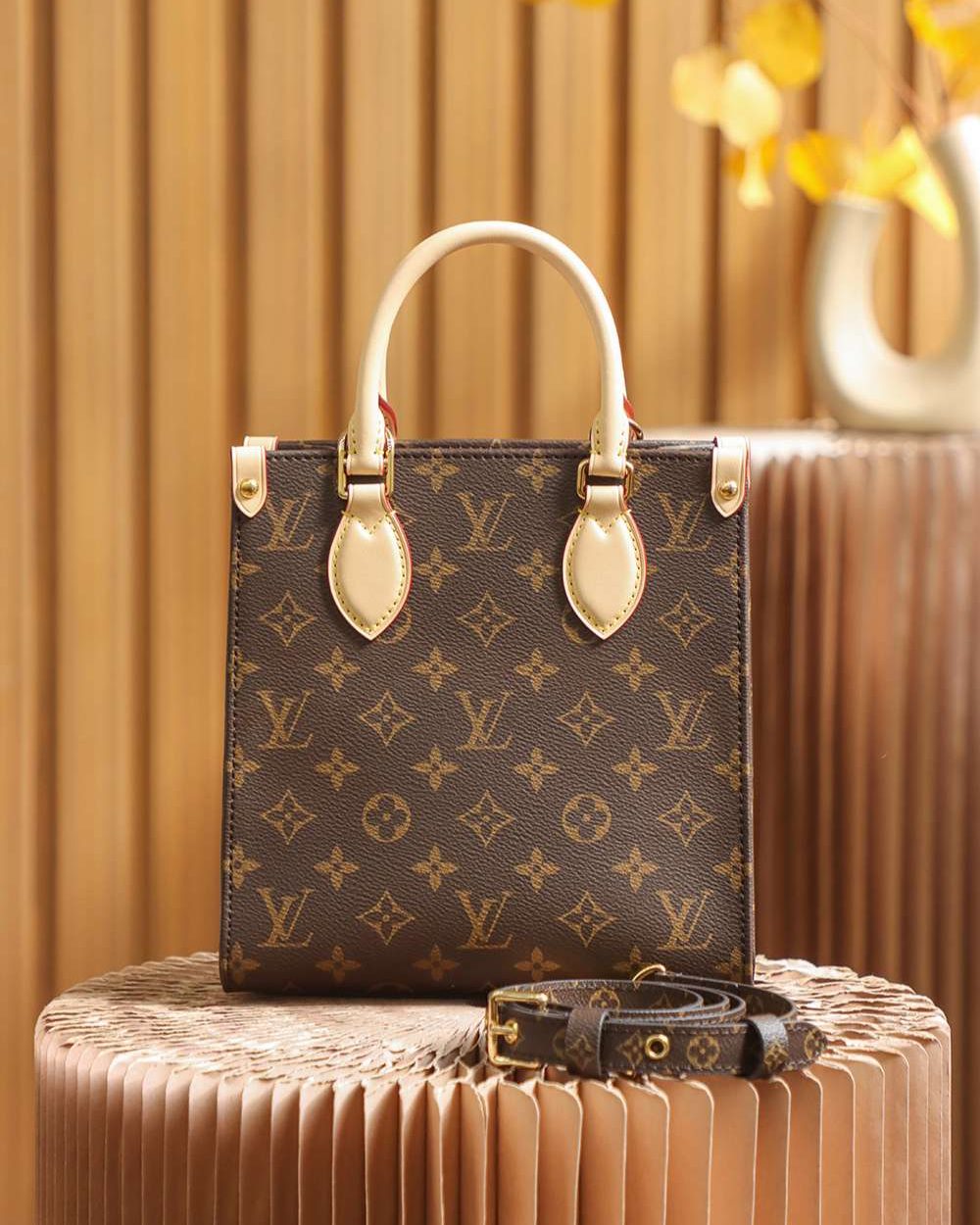 1:1 Replica Louis Vuitton LV Sac Plat PM Monogram Canvas Brown Luxury Bag For Women M45847 - 32cm / 12.6in
