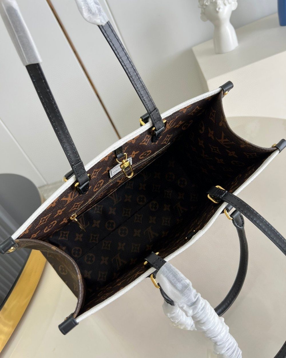 1:1 Replica Louis Vuitton LV Sac Plat Tote Bag White Luxury Bag For Women - 13.8in/35cm