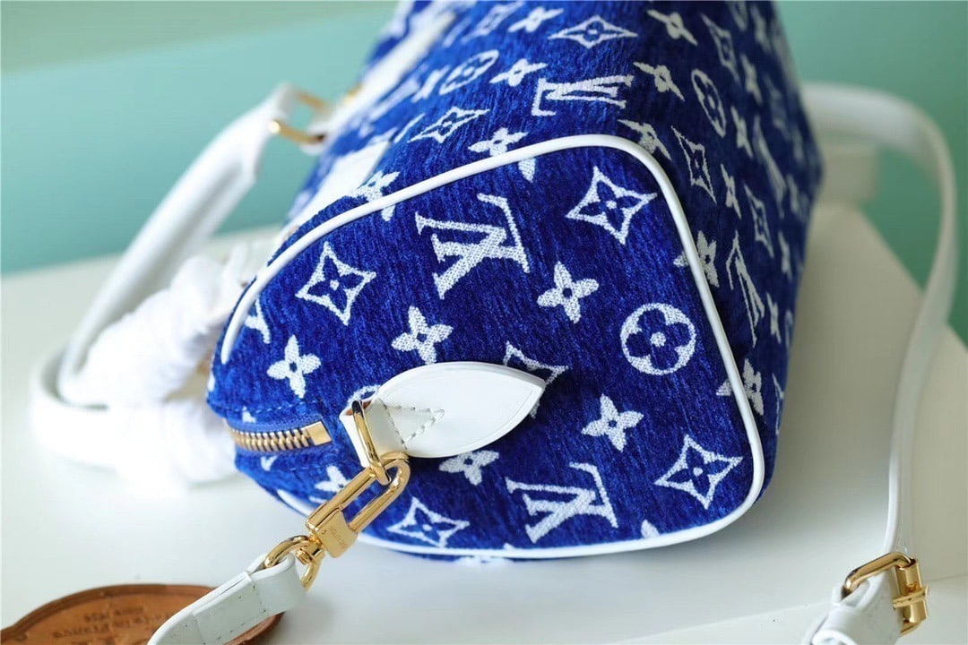 1:1 Replica Louis Vuitton LV Speedy Bandouliere 20 Monogram Blue Luxury Bag For Women M20751 - 20.5cm/8.1in - Image 3