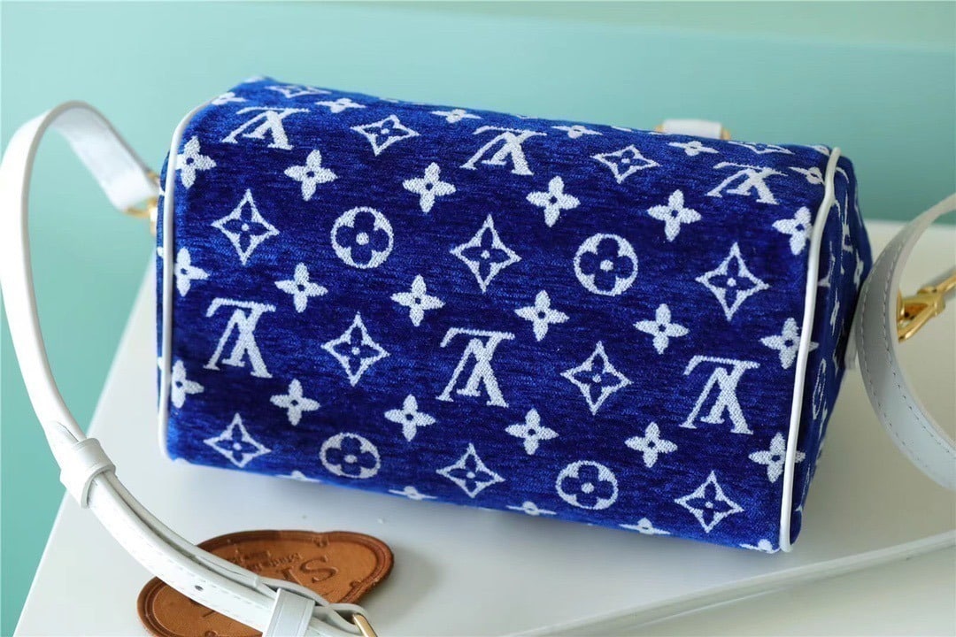 1:1 Replica Louis Vuitton LV Speedy Bandouliere 20 Monogram Blue Luxury Bag For Women M20751 - 20.5cm/8.1in - Image 6
