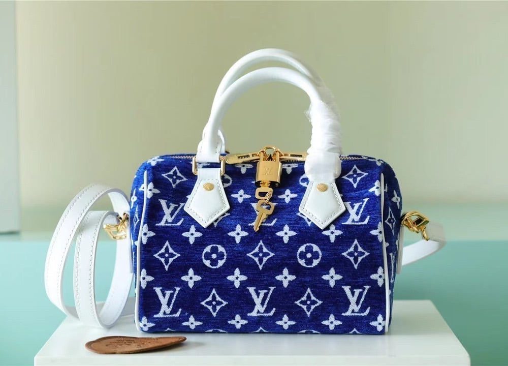 1:1 Replica Louis Vuitton LV Speedy Bandouliere 20 Monogram Blue Luxury Bag For Women M20751 - 20.5cm/8.1in