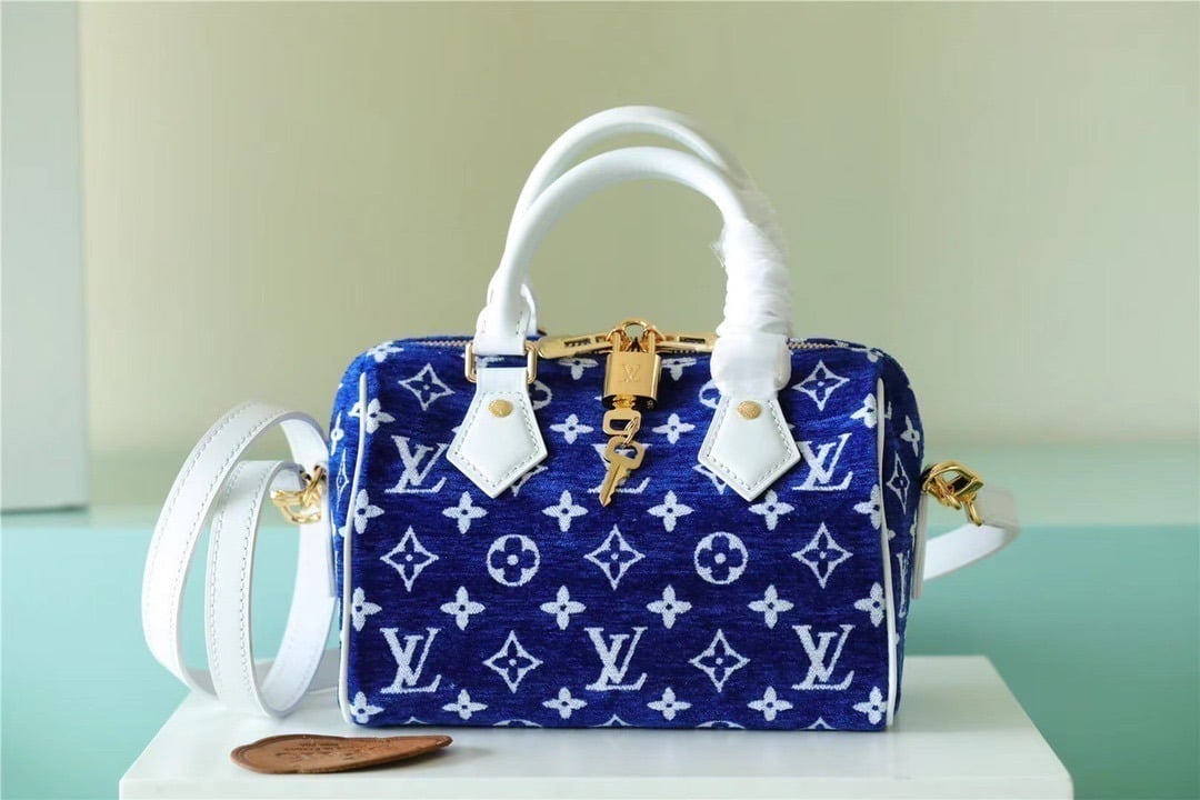 1:1 Replica Louis Vuitton LV Speedy Bandouliere 20 Monogram Blue Luxury Bag For Women M20751 - 20.5cm/8.1in - Image 2