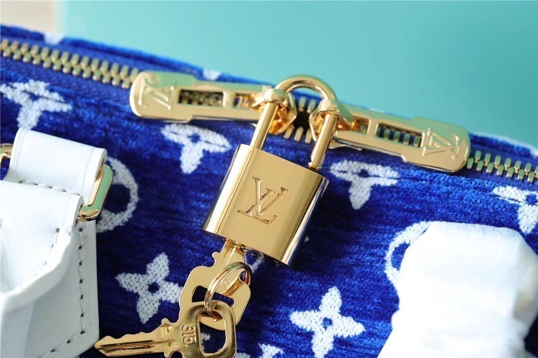 1:1 Replica Louis Vuitton LV Speedy Bandouliere 20 Monogram Blue Luxury Bag For Women M20751 - 20.5cm/8.1in - Image 10