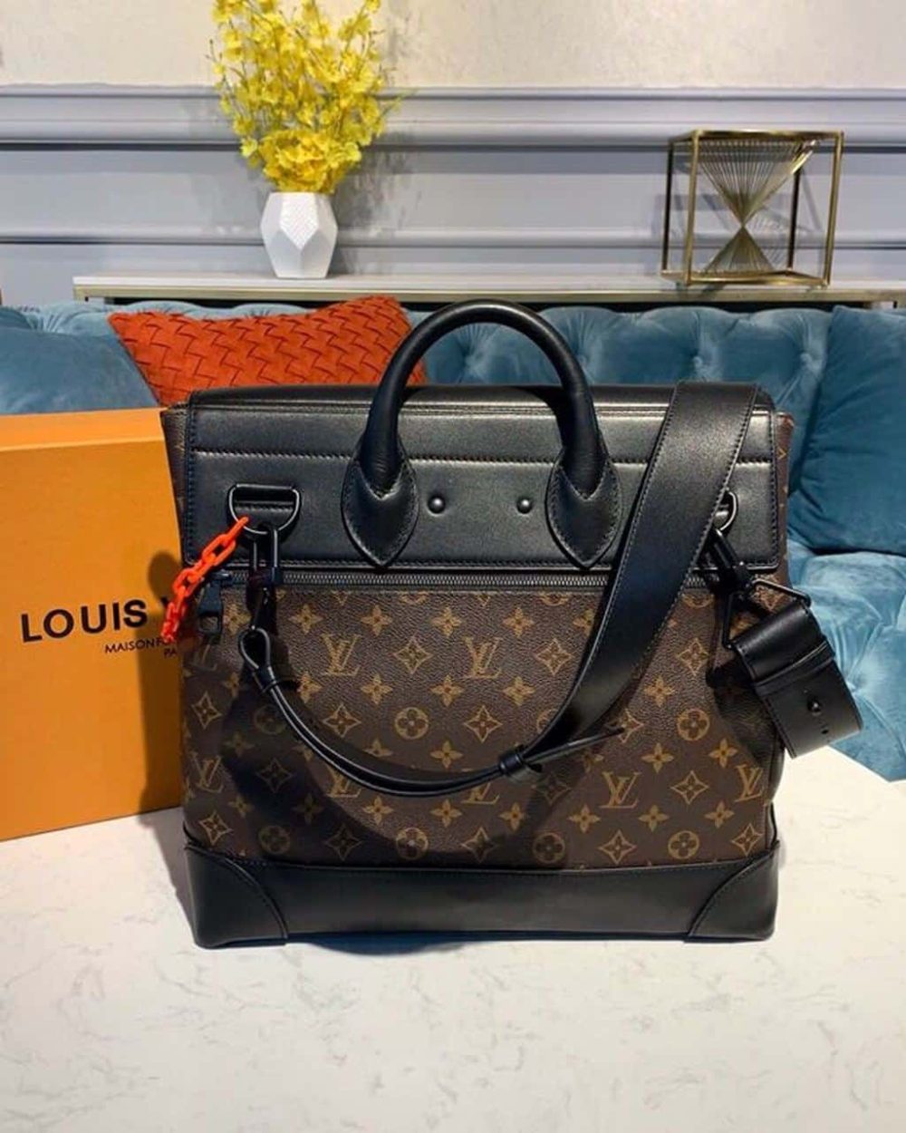 1:1 Replica Louis Vuitton LV Steamer PM Monogram Solar Ray Canvas Unique Bag For Men M44473 - 13.8in/35cm