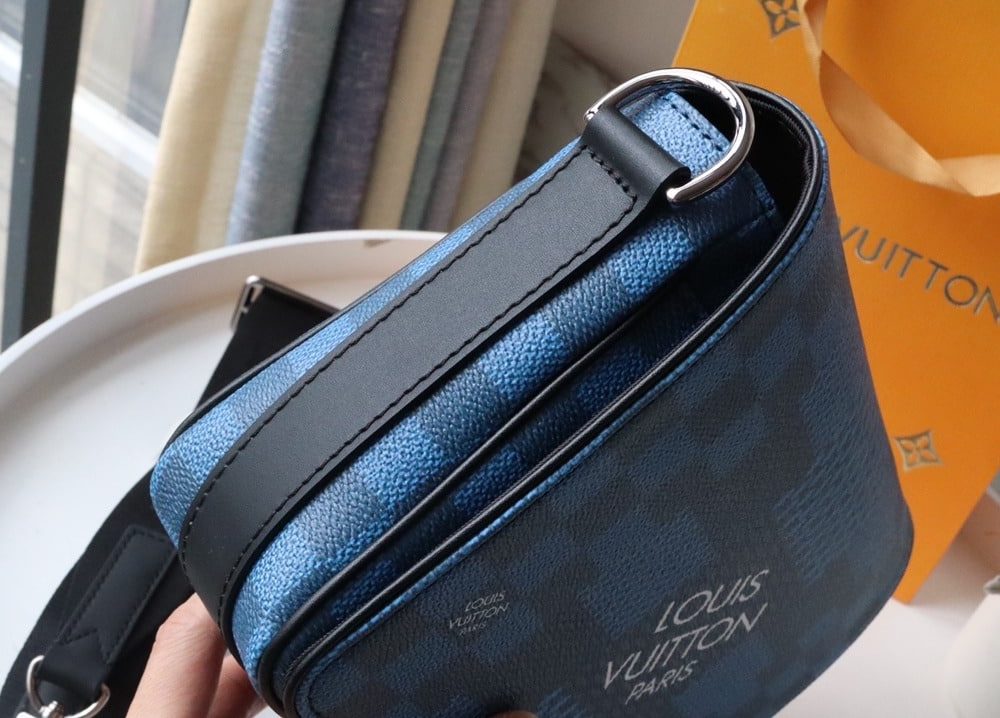 1:1 Replica Louis Vuitton LV Studio Messenger Damier Graphite Blue Unique Bag For Men N50026 - 9.3in/25.3cm