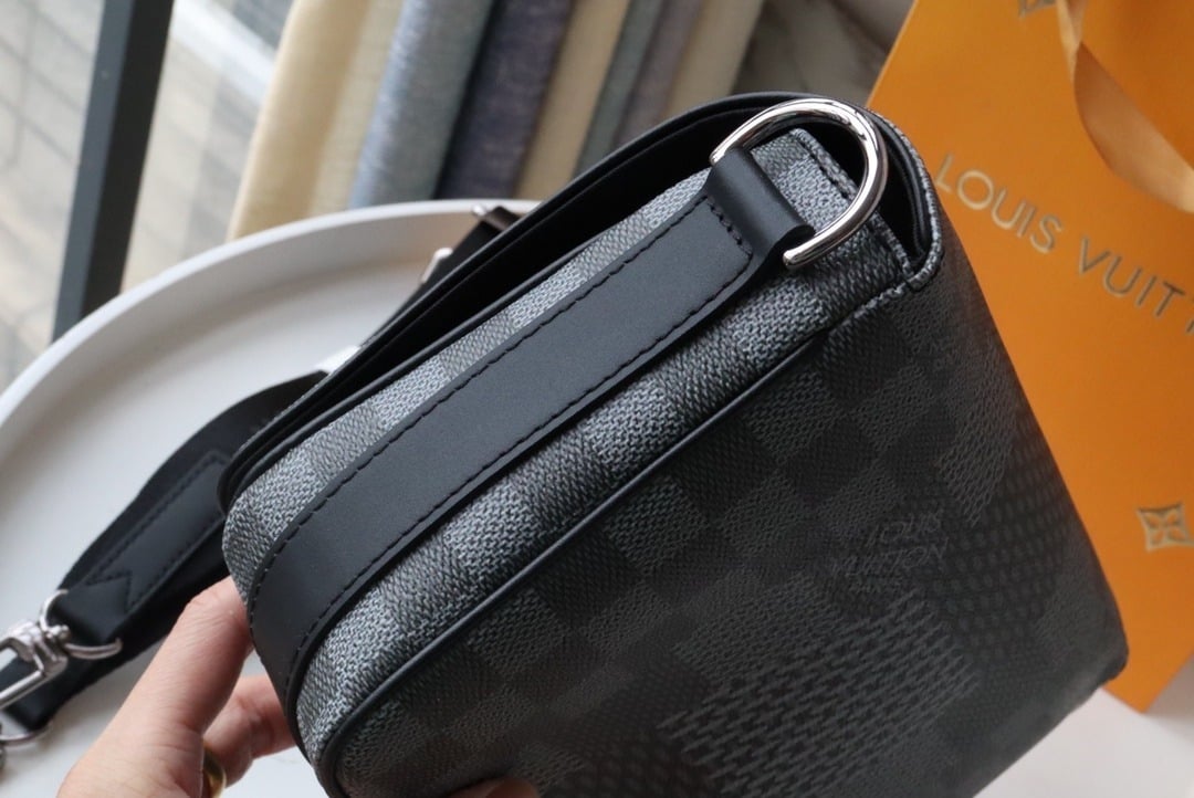 1:1 Replica Louis Vuitton LV Studio Messenger Damier Graphite Gray Unique Bag For Men N50013 - 9.3in/25.3cm - Image 9