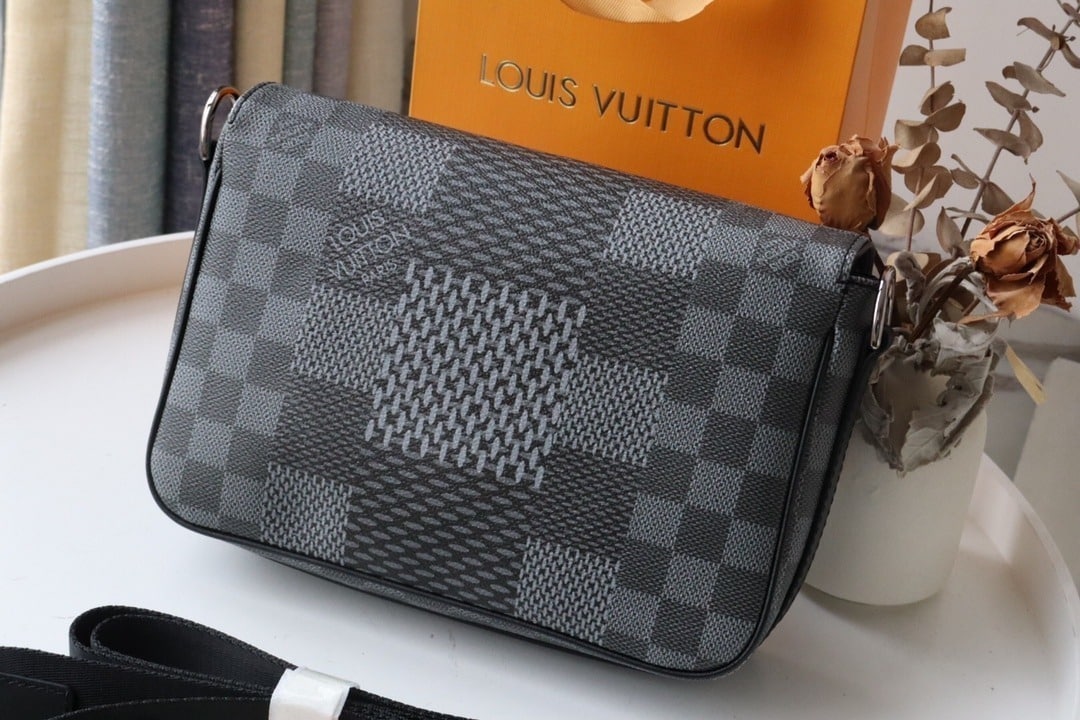 1:1 Replica Louis Vuitton LV Studio Messenger Damier Graphite Gray Unique Bag For Men N50013 - 9.3in/25.3cm - Image 8