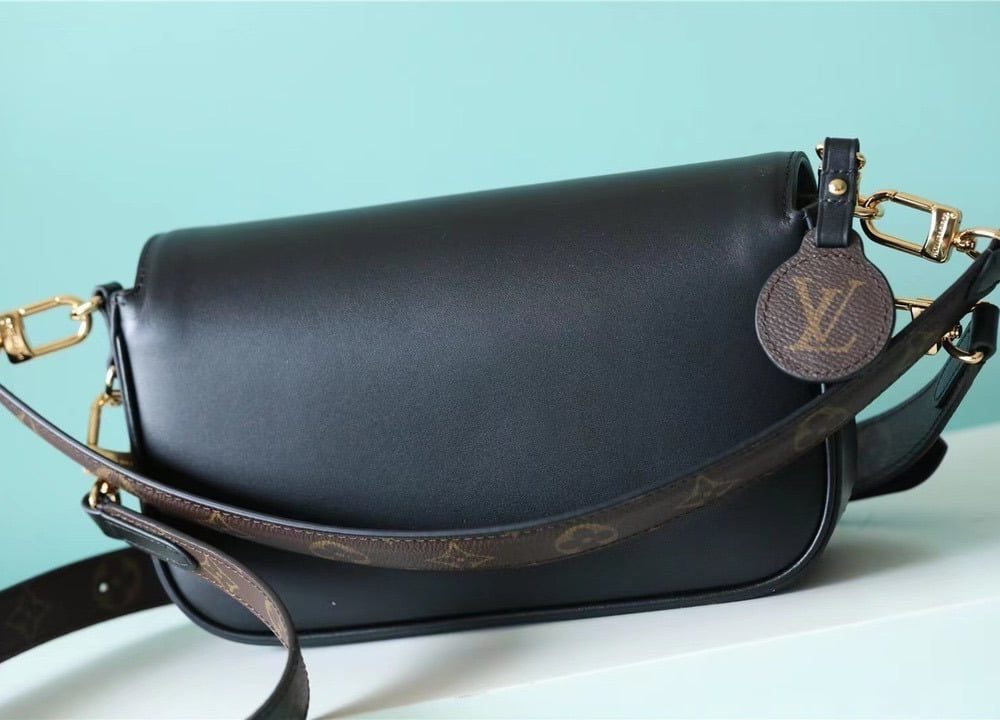 1:1 Replica Louis Vuitton LV Swing Black Leather Luxury Bag For Women M20393 - 24cm/9.4in