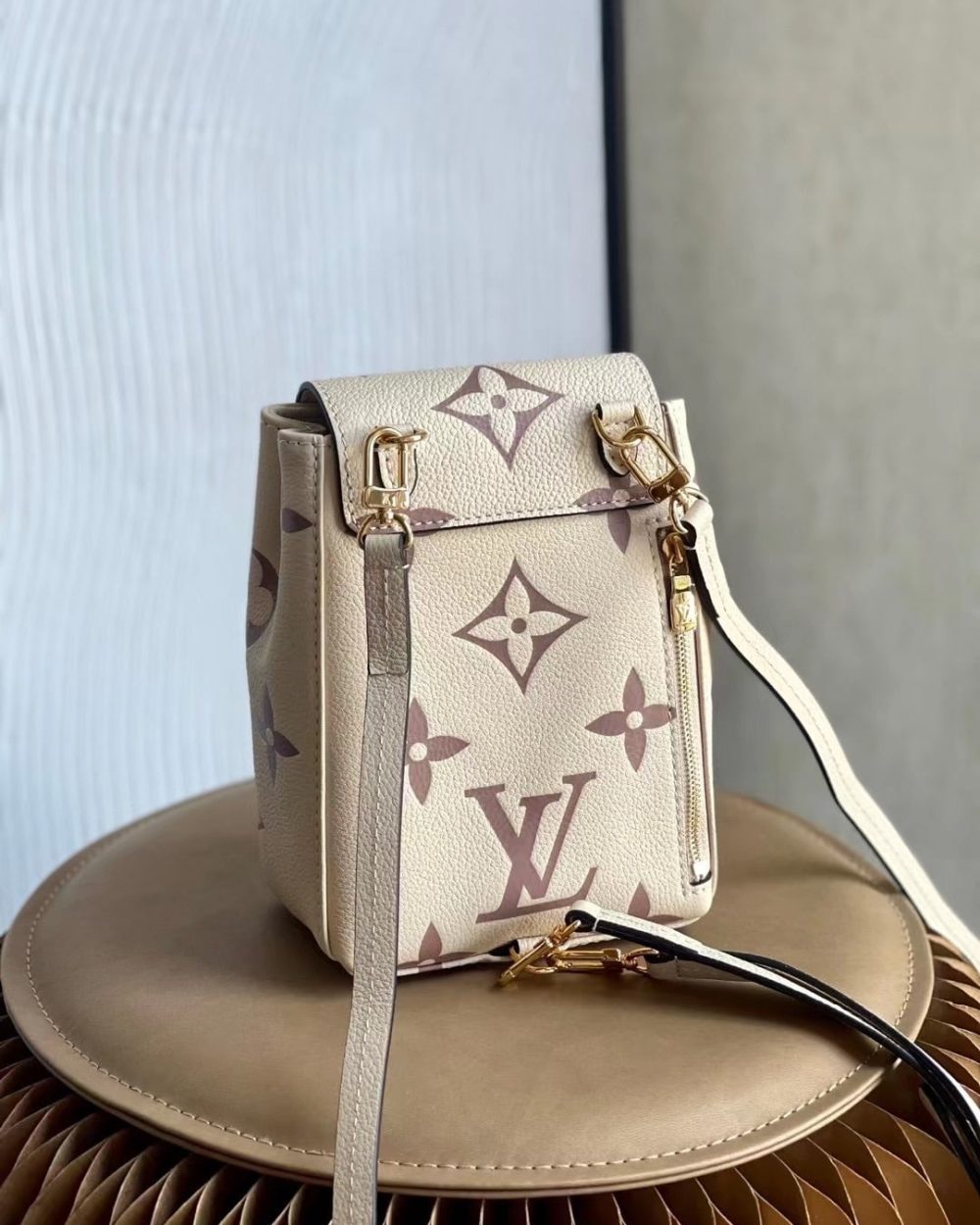1:1 Replica Louis Vuitton LV Tiny Backpack Bicolor Monogram Empreinte Leather In Cream Luxury Bag For Women - 19cm