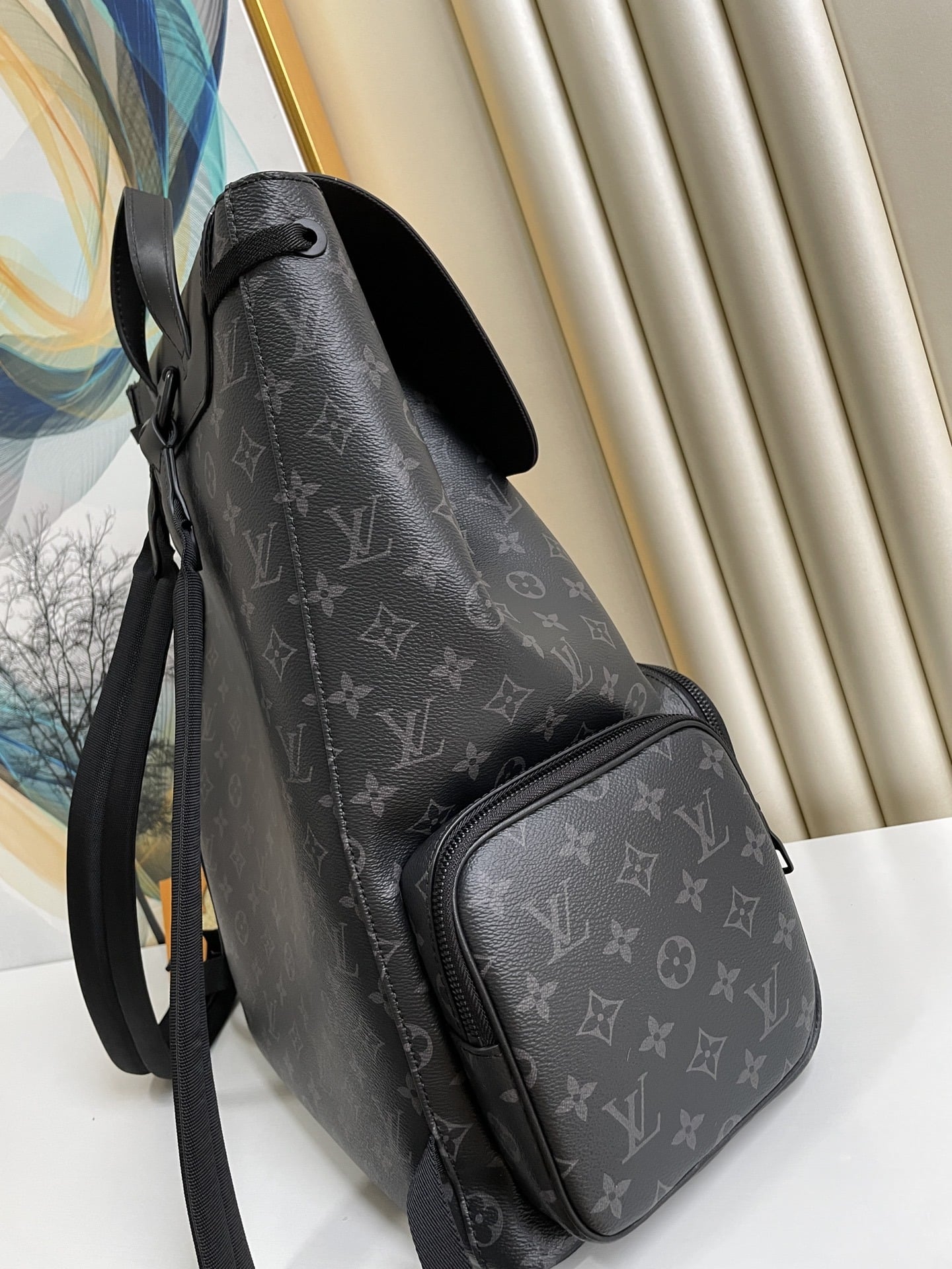 1:1 Replica Louis Vuitton LV Backpack Trio Monogram Eclipse Canvas Black By Virgil Abloh Unique Bag For Men M45538 - 44cm - Image 8