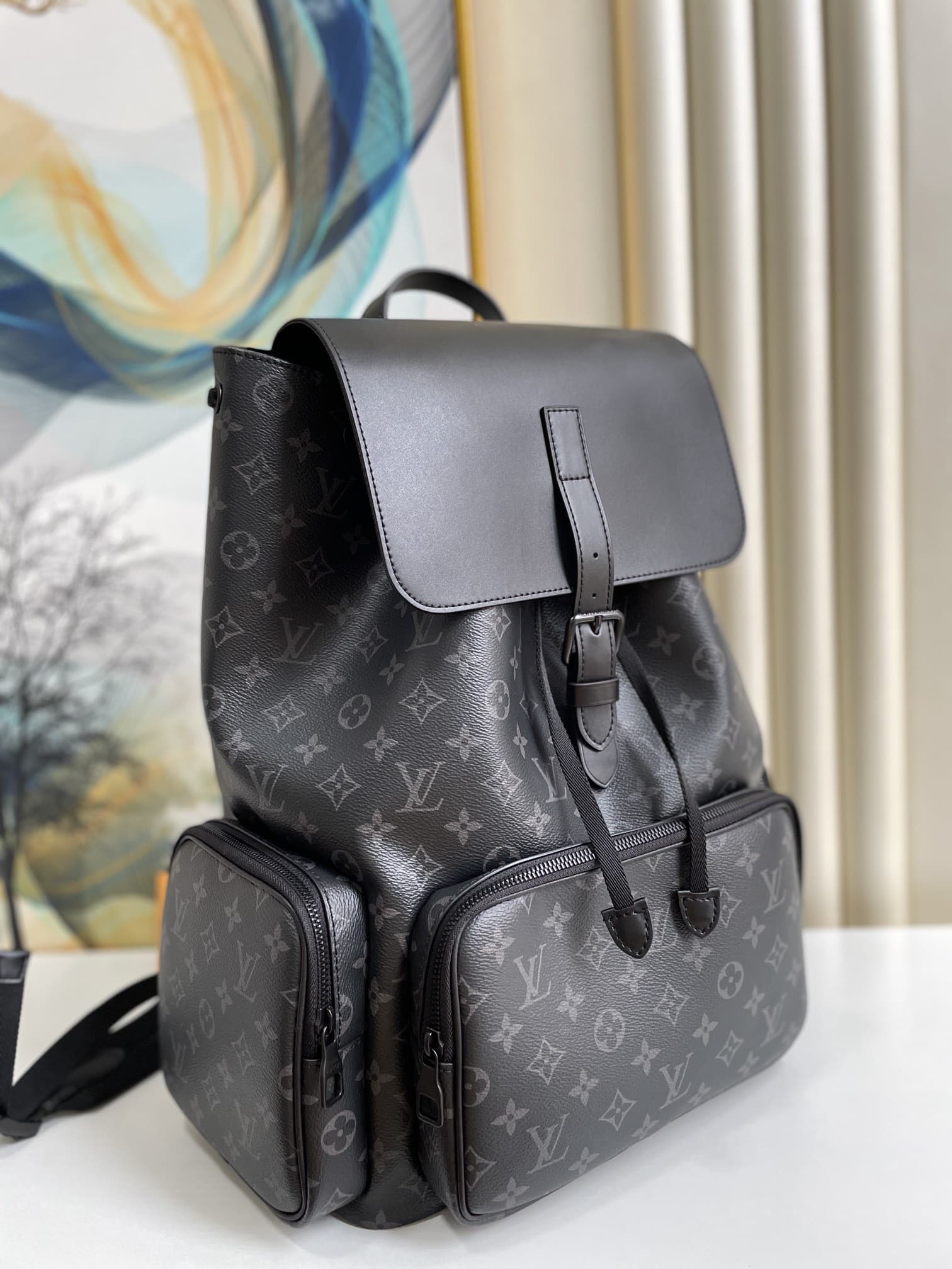 1:1 Replica Louis Vuitton LV Backpack Trio Monogram Eclipse Canvas Black By Virgil Abloh Unique Bag For Men M45538 - 44cm - Image 5