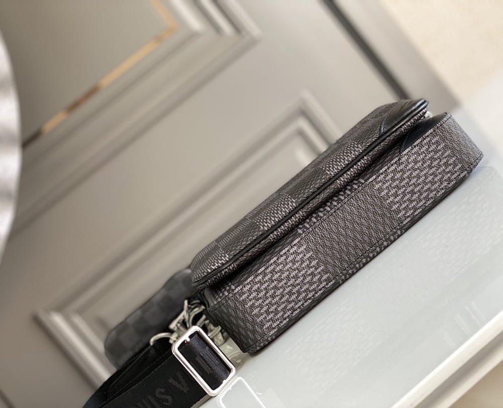 1:1 Replica Louis Vuitton LV Trio Messenger Damier Graphite Black Unique Bag For Men N50017 - 9.8in/25cm