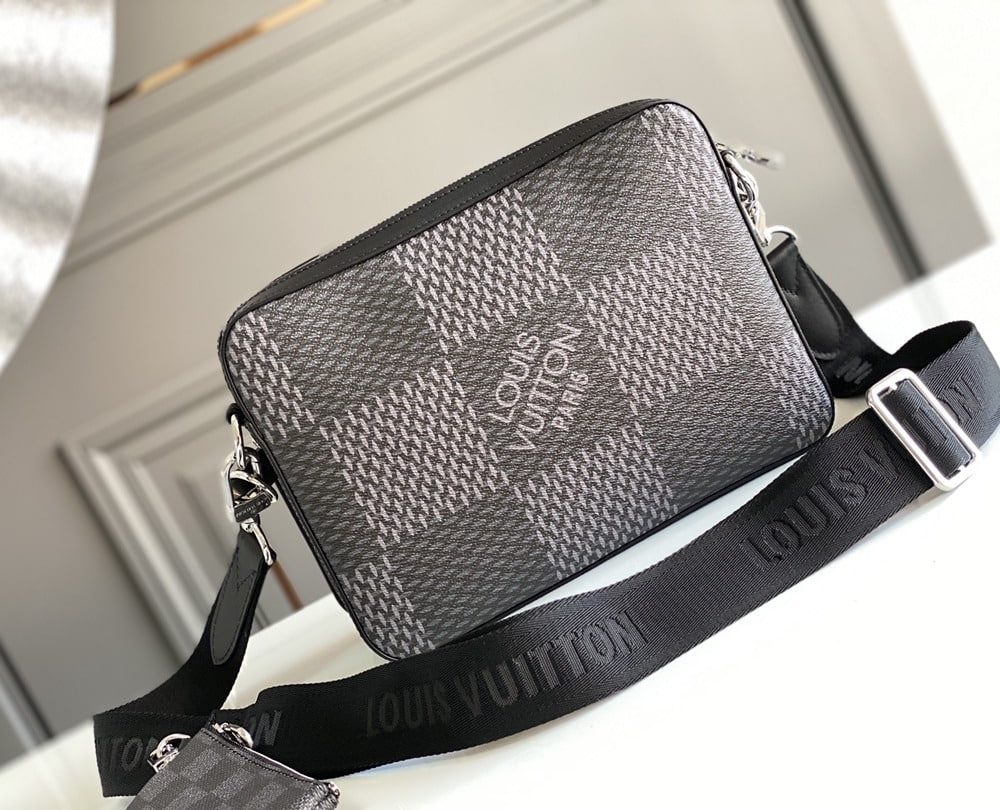 1:1 Replica Louis Vuitton LV Trio Messenger Damier Graphite Black Unique Bag For Men N50017 - 9.8in/25cm