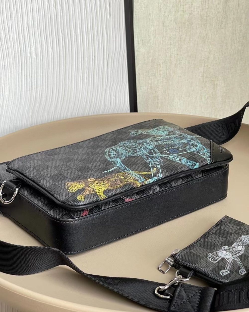 1:1 Replica Louis Vuitton LV Trio Messenger Damier Graphite Canvas Unique Bag For Men N58040 - 9.8in/25cm