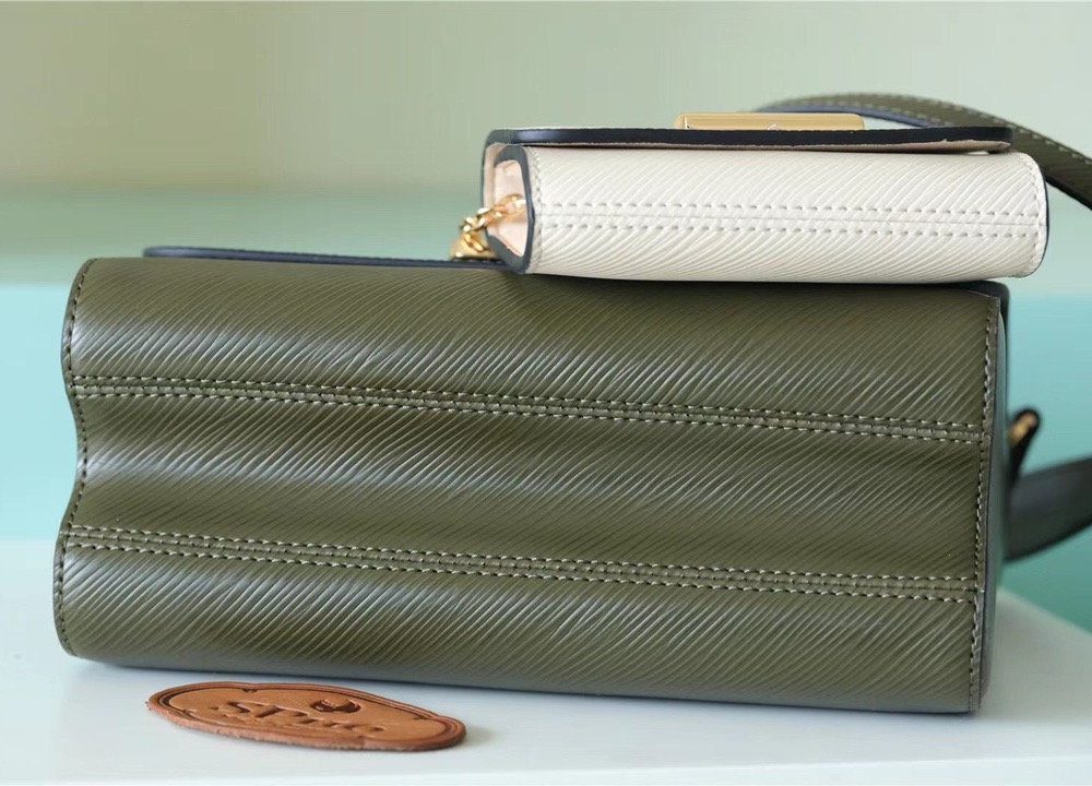 1:1 Replica Louis Vuitton LV Twist MM Bag, Shoulder and Cross Body Bags Luxury Bag For Women Kaki / Quartz White M59884 - 9.1in/23cm