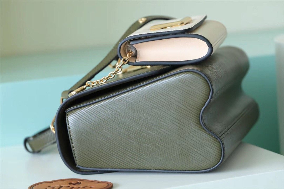 1:1 Replica Louis Vuitton LV Twist MM Bag, Shoulder and Cross Body Bags Luxury Bag For Women Kaki / Quartz White M59884 - 9.1in/23cm - Image 4