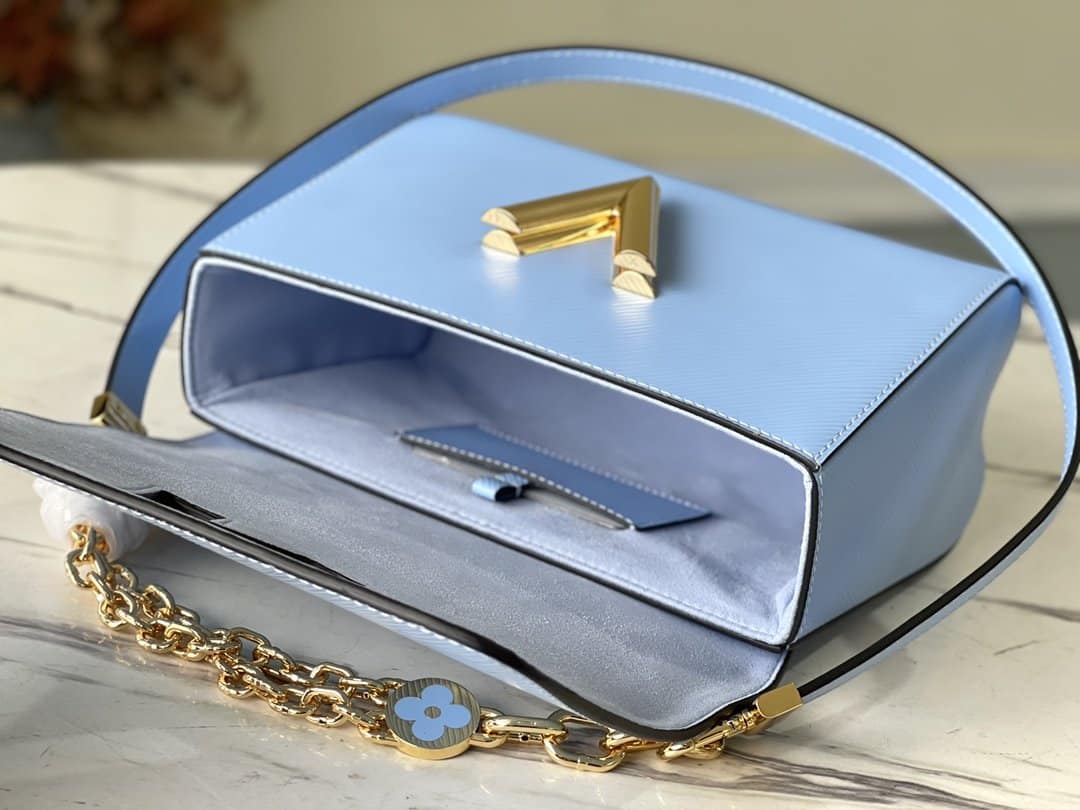 1:1 Replica Louis Vuitton LV Twist MM Monogram Flower Bleu Nuage Blue Luxury Bag For Women M59627 - 9.1in/23cm - Image 5