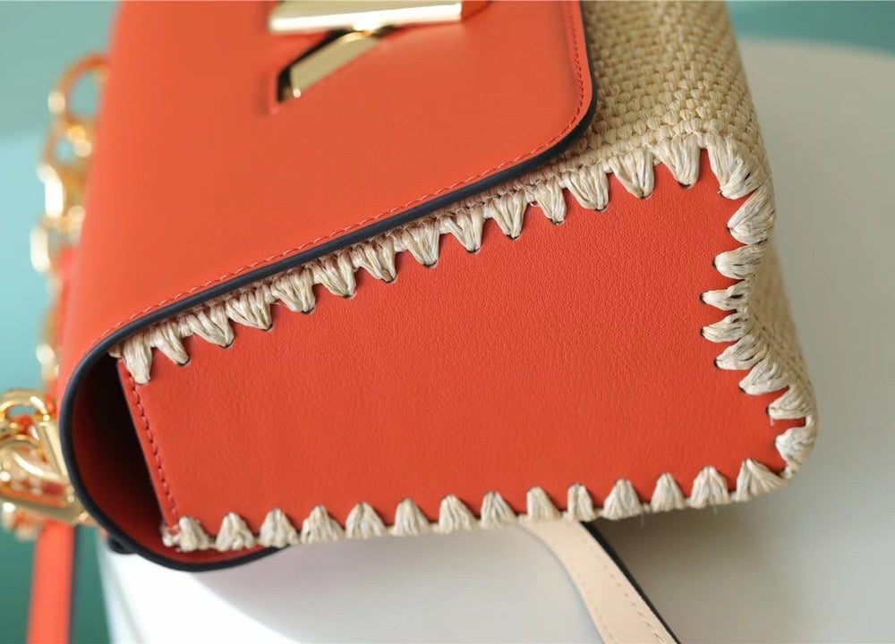 1:1 Replica Louis Vuitton LV Twist MM Raffia Caramel Luxury Bag For Women M57648 - 9.1in/23cm