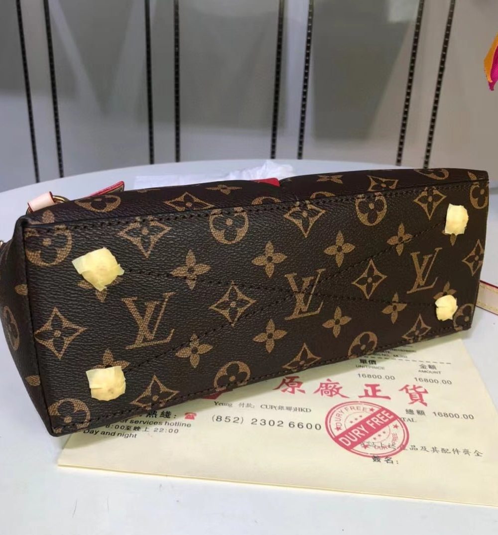 1:1 Replica Louis Vuitton LV V Tote BB Monogram Canvas Cerise Red Luxury Bag For Women M43966 - 10.6in/27cm
