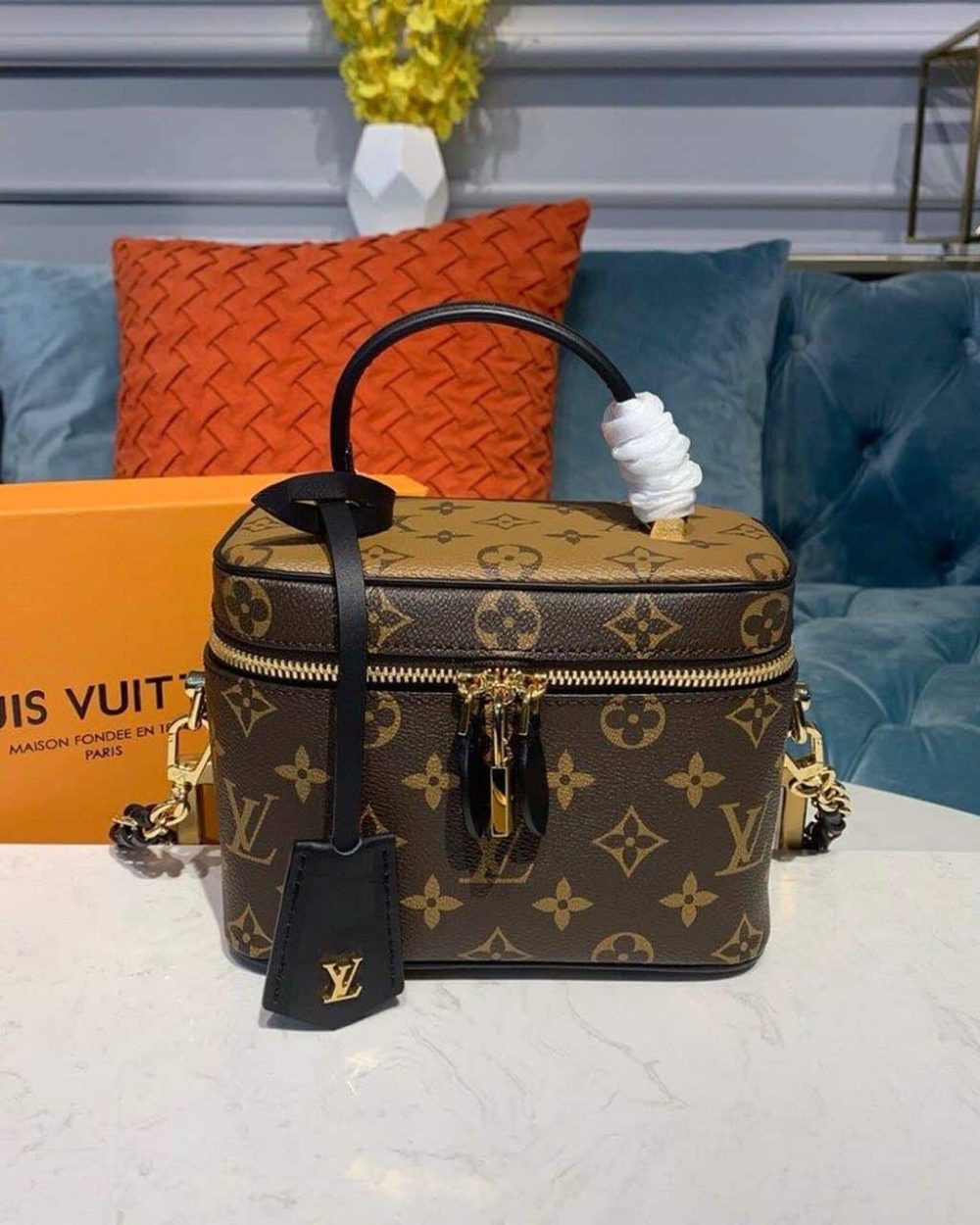1:1 Replica Louis Vuitton LV Vanity PM Monogram And Monogram Reverse Canvas By Nicolas Ghesquiere Luxury Bag For Women M45165 - 7.5in/19cm
