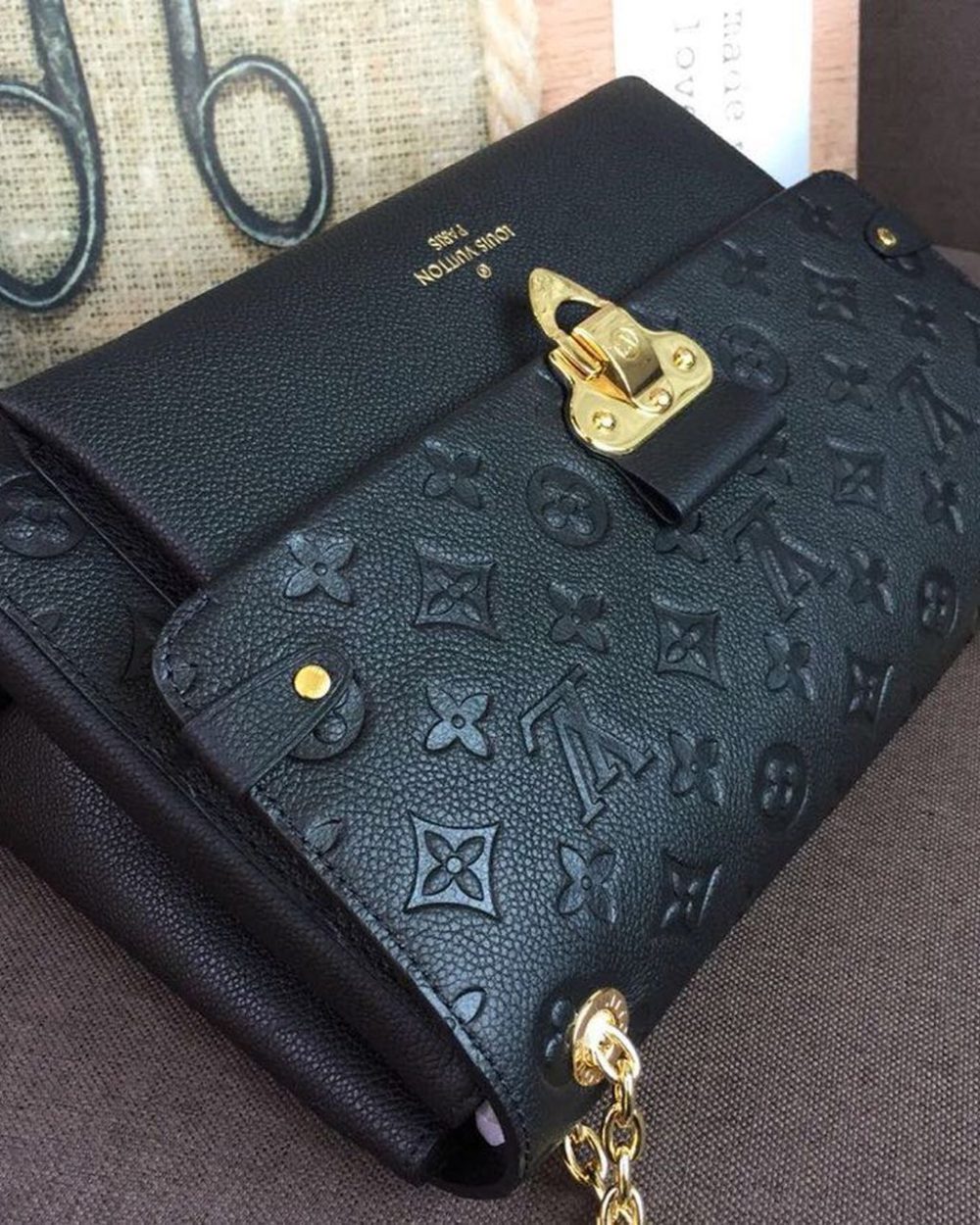 1:1 Replica Louis Vuitton LV Vavin MM Monogram Empreinte Black Luxury Bag For Women M44150 -  9.8in/25cm