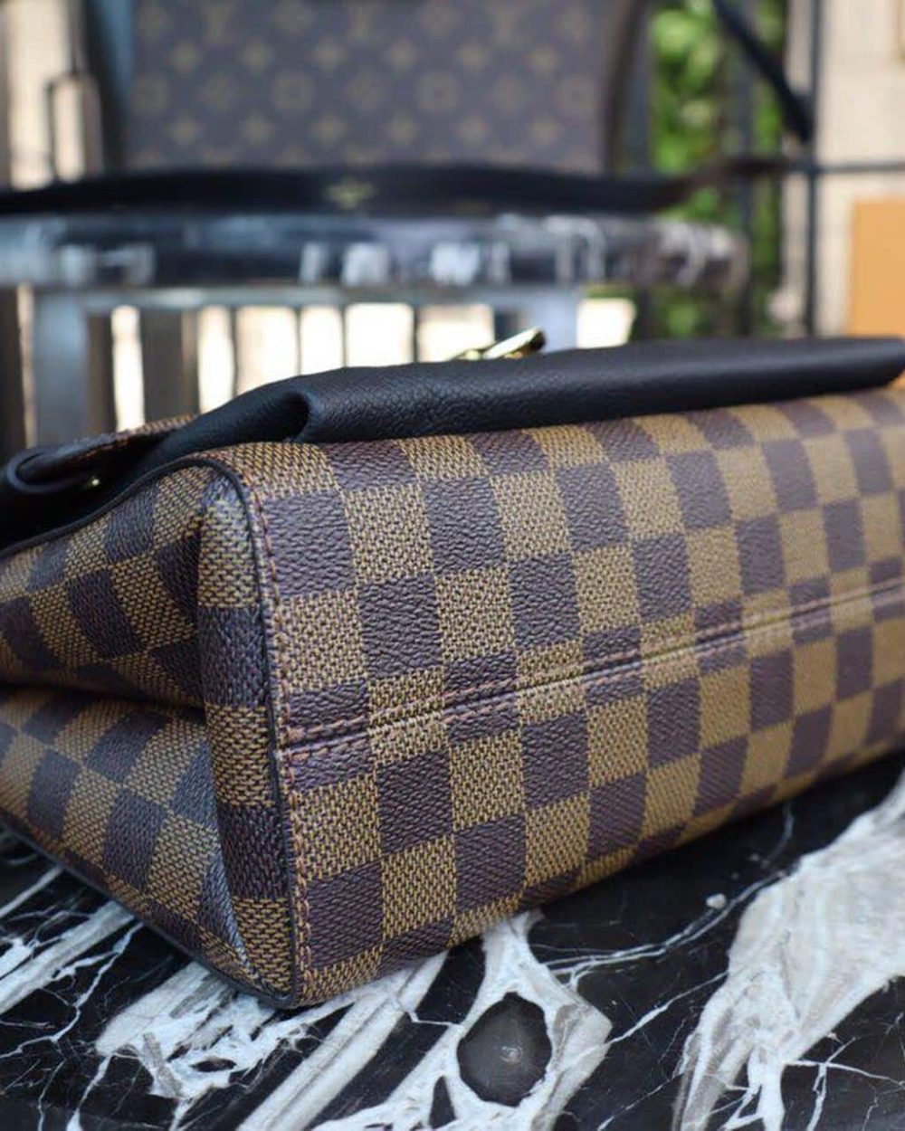 1:1 Replica Louis Vuitton LV Vavin PM Damier Ebene Canvas Black Luxury Bag For Women N40108 - 9.8in/25cm