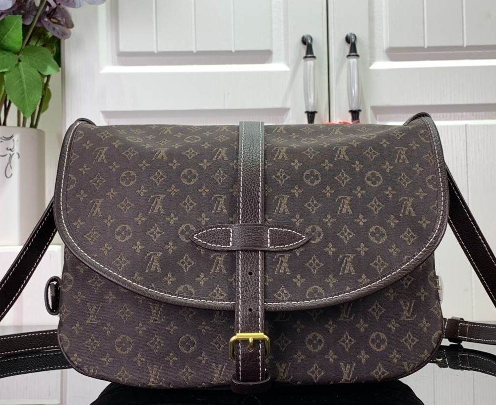 1:1 Replica Louis Vuitton LV Saumur MM Monogram Canvas Beige/Blue/Brown Luxury Bag For Women - 11.8in/30cm