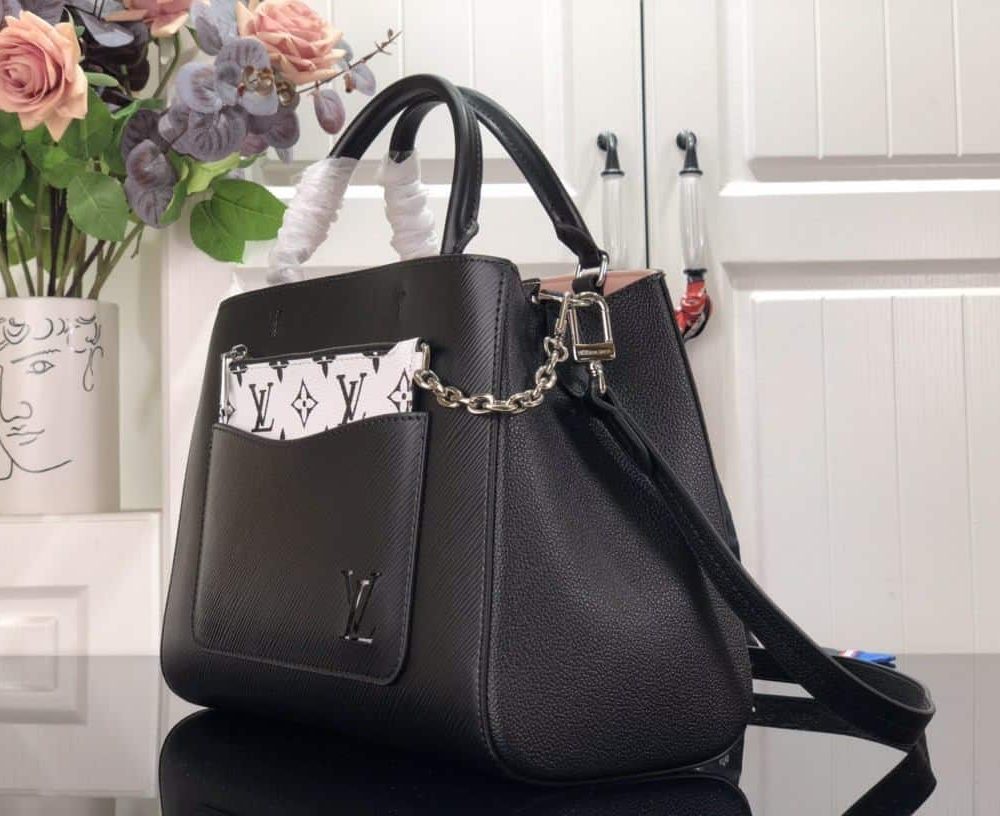 1:1 Replica Louis Vuitton LV Marelle Tote MM Epi Leather Black/Brown/Blue/Beige Luxurious Bag For Women M59954 - 11.8in/30cm