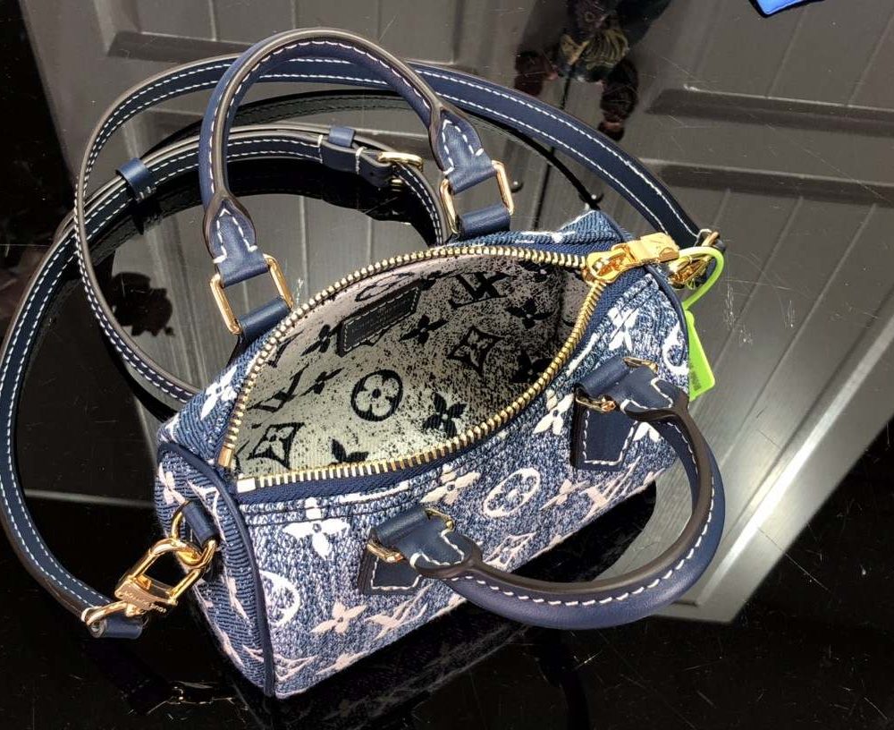 1:1 Replica Louis Vuitton LV Nano Speedy Jacquard Denim Pink/Blue Luxury Bag For Women - 16cm/ 6.3in