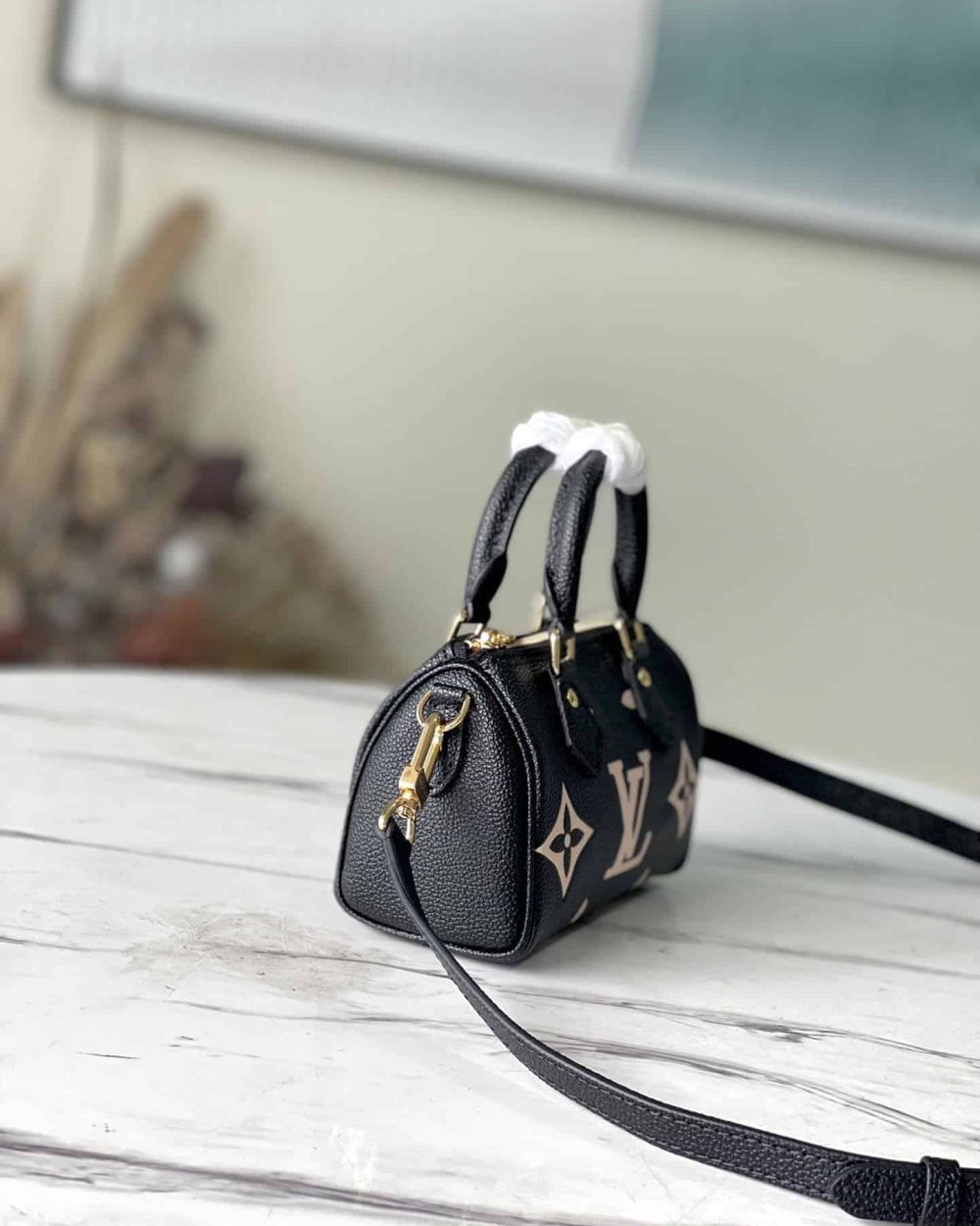 1:1 Replica Louis Vuitton LV Nano Speedy Bicolor Monogram Empreinte Leather Luxury Bag For Women M81456 - 6.3in/16cm