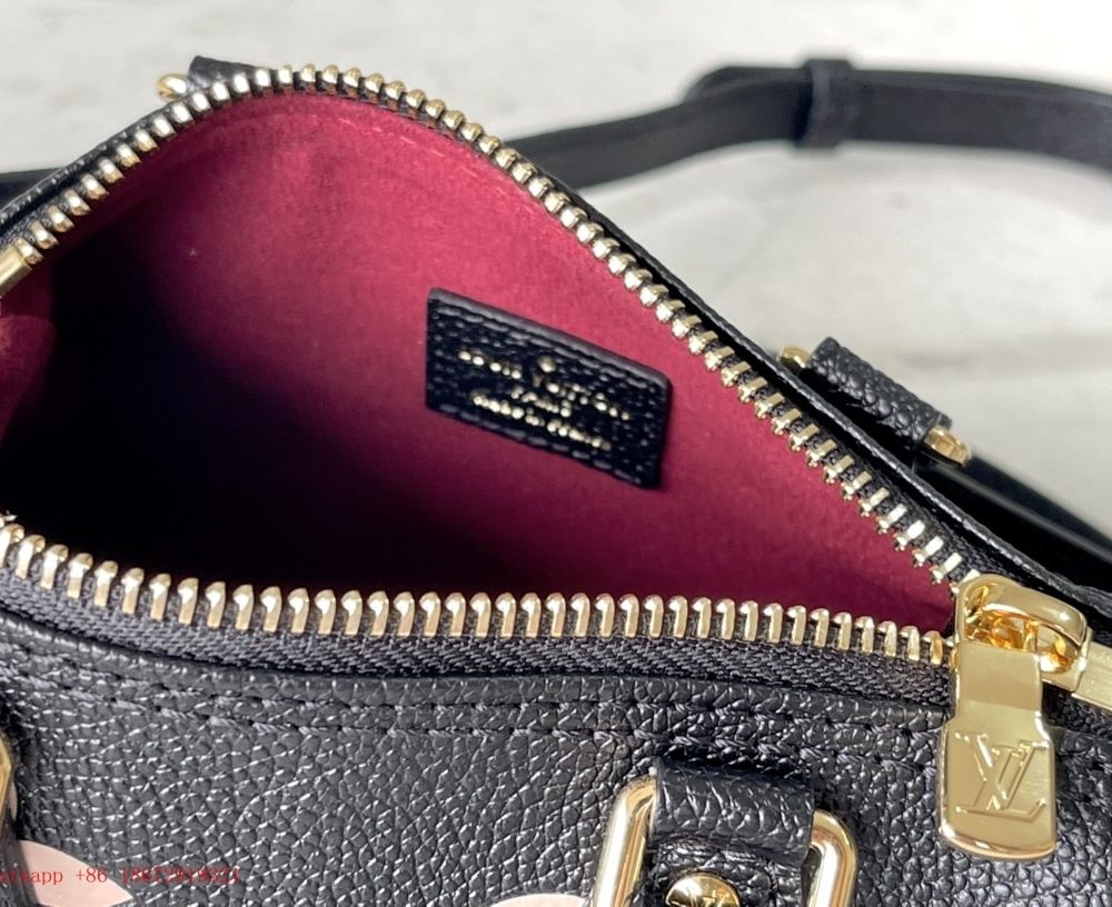 1:1 Replica Louis Vuitton LV Nano Speedy Bicolor Monogram Empreinte Leather Luxury Bag For Women M81456 - 6.3in/16cm