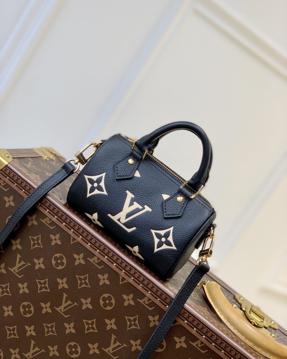 1:1 Replica Louis Vuitton LV Nano Speedy Bicolor Monogram Empreinte Leather Luxury Bag For Women M81457 - 6.3in/16cm
