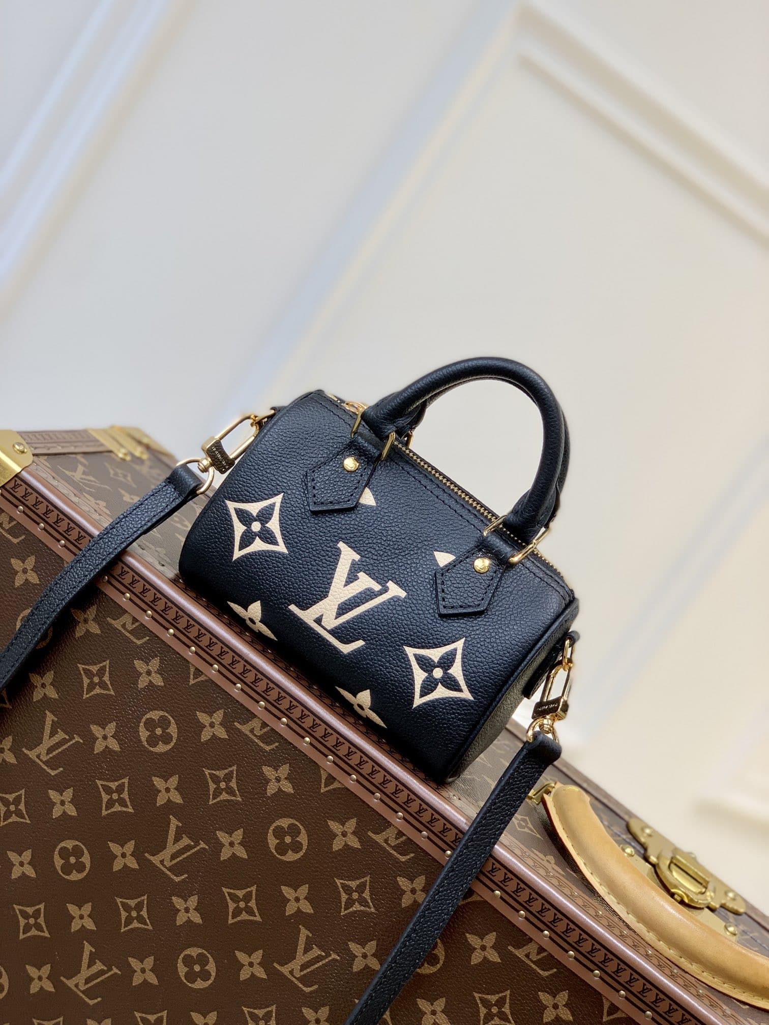 1:1 Replica Louis Vuitton LV Nano Speedy Bicolor Monogram Empreinte Leather Luxury Bag For Women M81457 - 6.3in/16cm