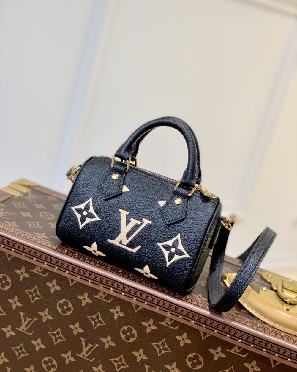 1:1 Replica Louis Vuitton LV Nano Speedy Bicolor Monogram Empreinte Leather Luxury Bag For Women M81457 - 6.3in/16cm