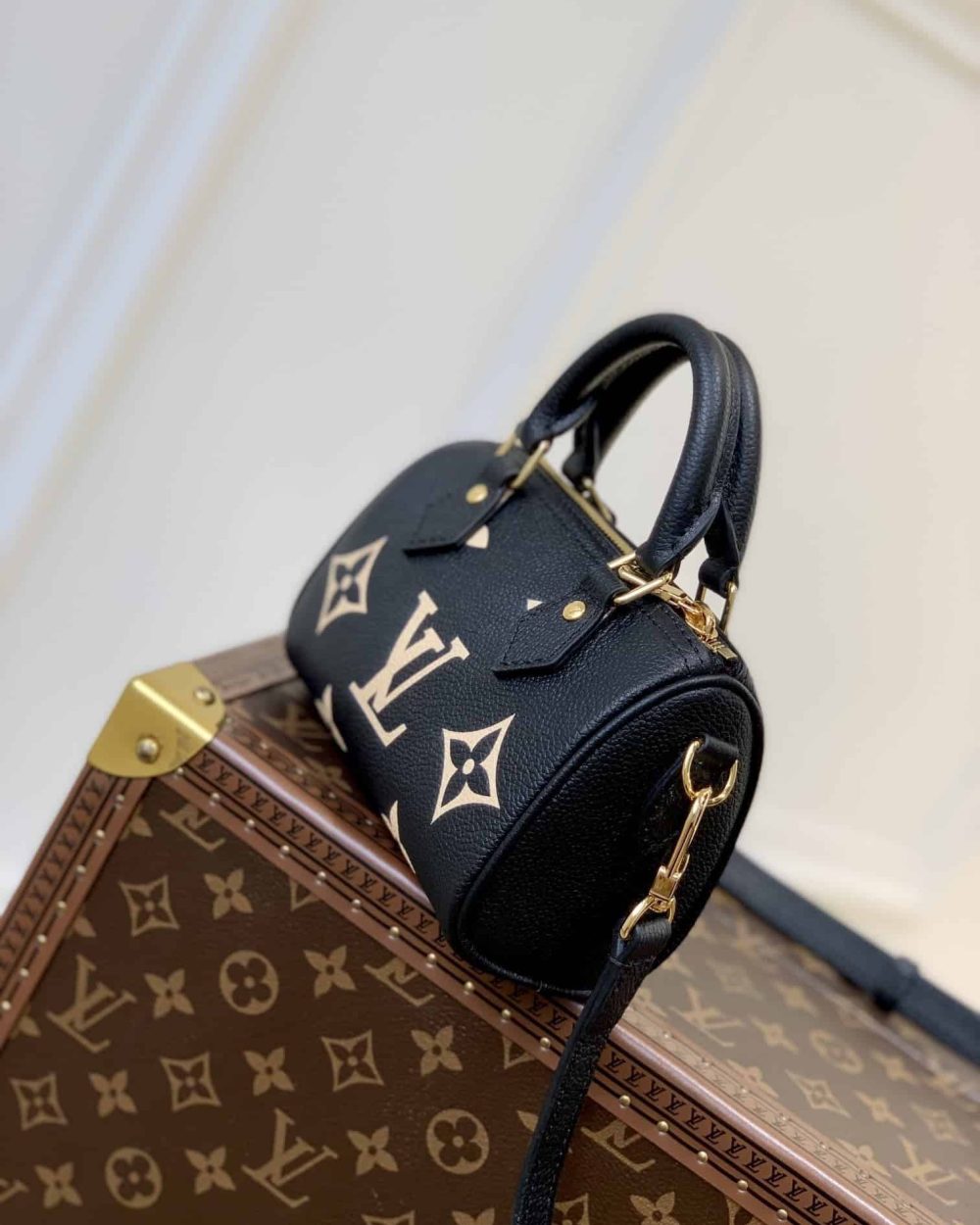 1:1 Replica Louis Vuitton LV Nano Speedy Bicolor Monogram Empreinte Leather Luxury Bag For Women M81457 - 6.3in/16cm