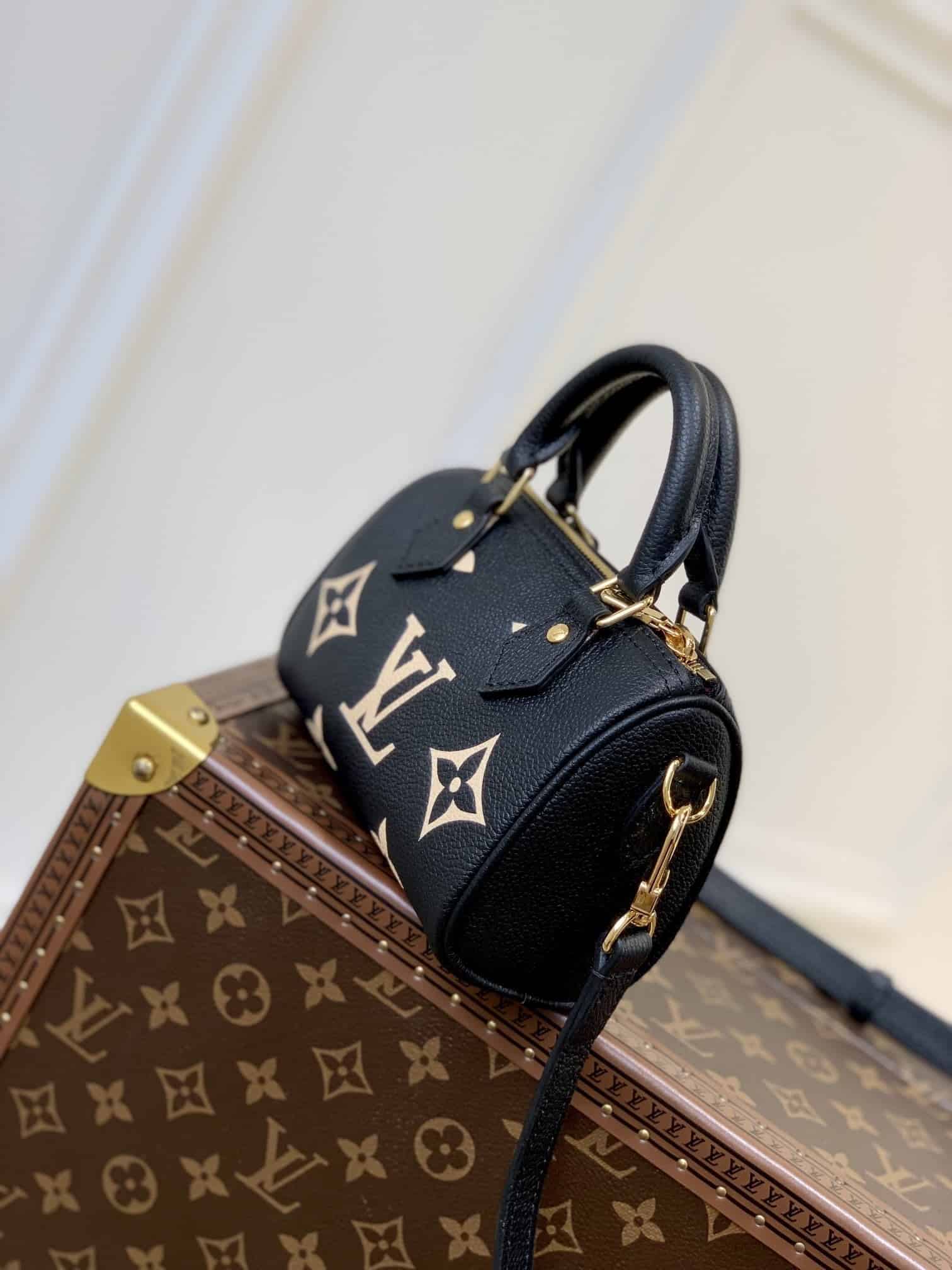 1:1 Replica Louis Vuitton LV Nano Speedy Bicolor Monogram Empreinte Leather Luxury Bag For Women M81457 - 6.3in/16cm - Image 3