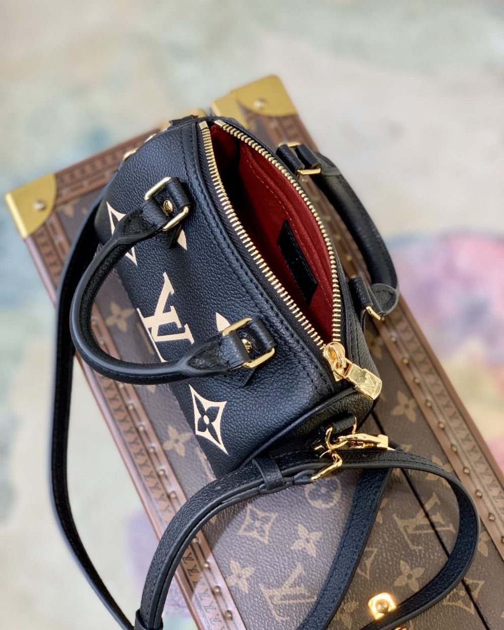 1:1 Replica Louis Vuitton LV Nano Speedy Bicolor Monogram Empreinte Leather Luxury Bag For Women M81457 - 6.3in/16cm