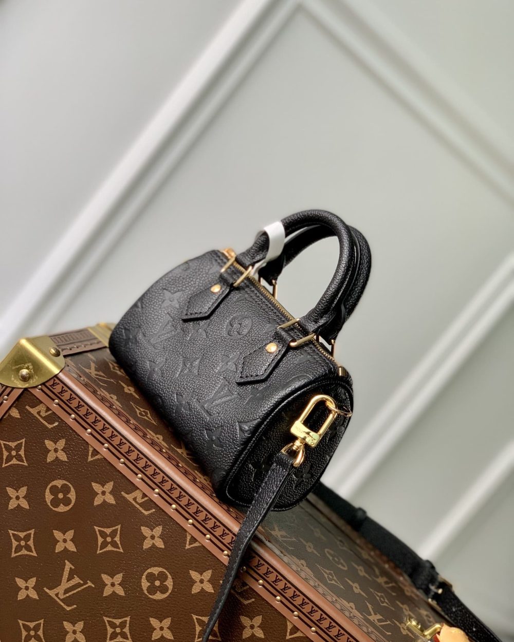1:1 Replica Louis Vuitton LV Nano Speedy Monogram Empreinte Leather Luxury Bag For Women M82450 - 6.3in/16cm