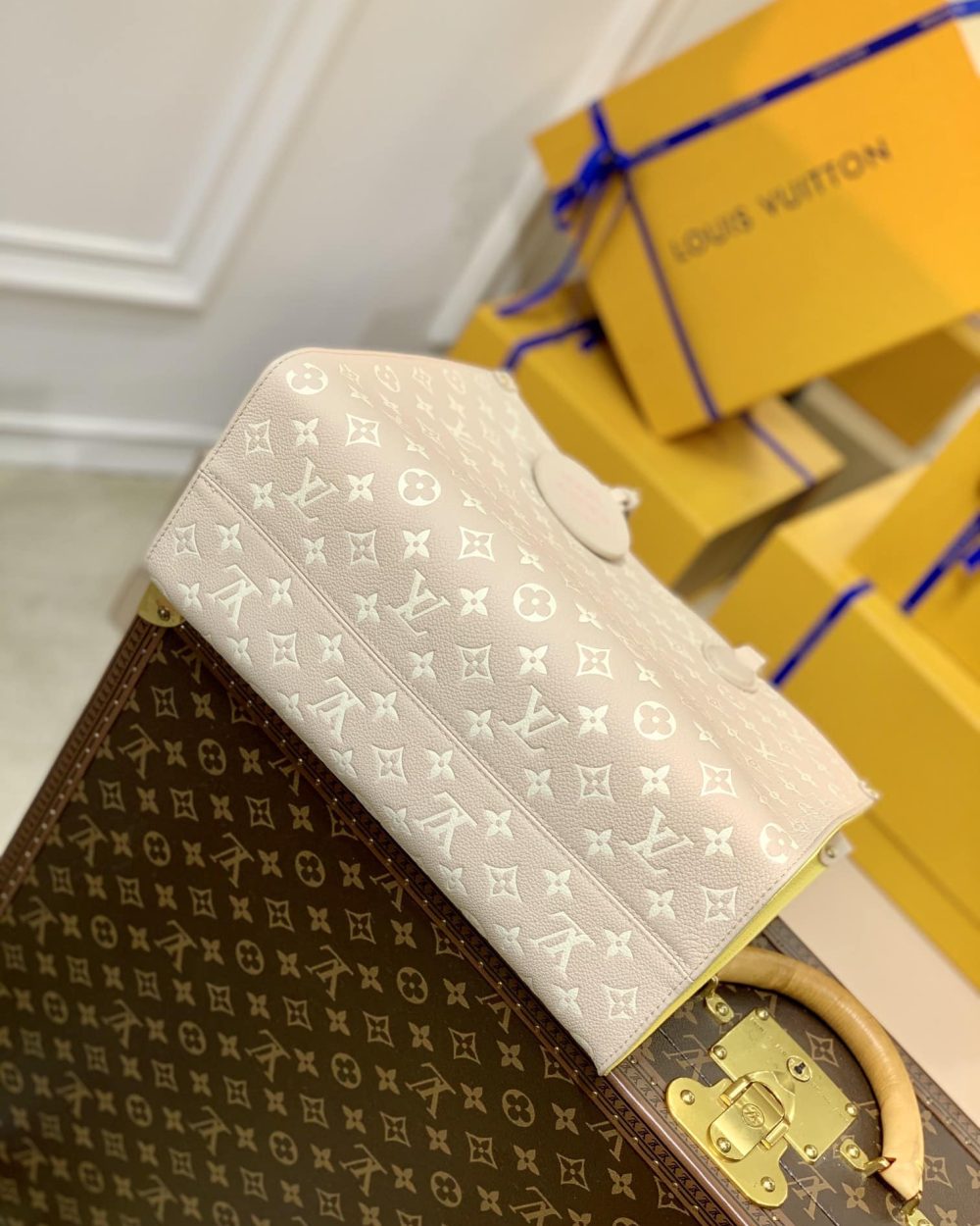 1:1 Replica Louis Vuitton LV Onthego MM Monogram Empreinte Beige/ Pink/ Yellow Luxury Bag For Women M46128 - 35cm/13.8in